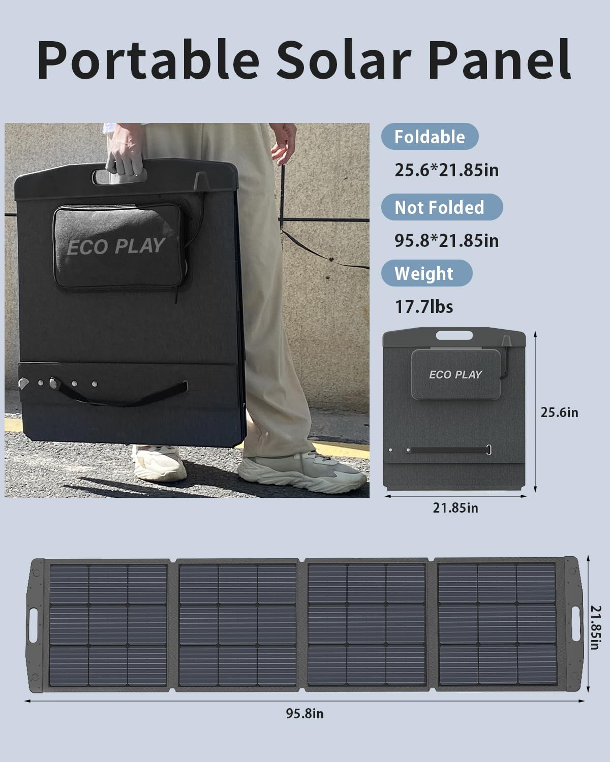 Panel solar, kit de cargador de batería de panel solar portátil plegable con soporte ajustable, bolsa de almacenamiento de cable, cable MC4,