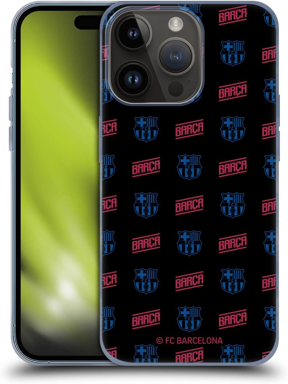 Head Case Designs Officially Licensed FC Barcelona Pattern Forca Barca Soft Gel Case Compatible with Apple iPhone 15 Pro