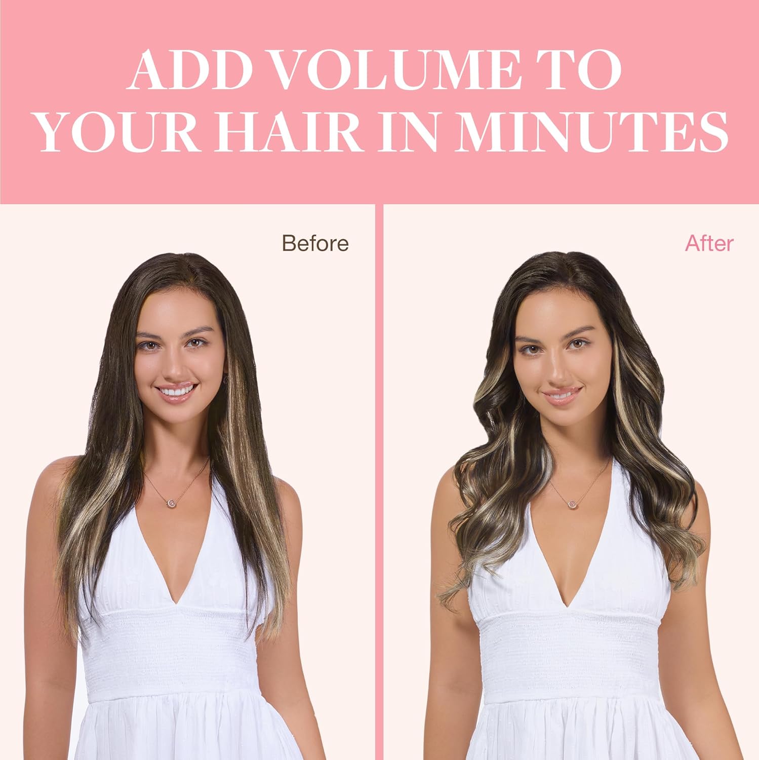GOO GOO – Extensiones de cabello humano con clip en balayage de color castaño chocolate a rubio sucio de 16 pulgadas, 7 piezas de 4.23oz,
