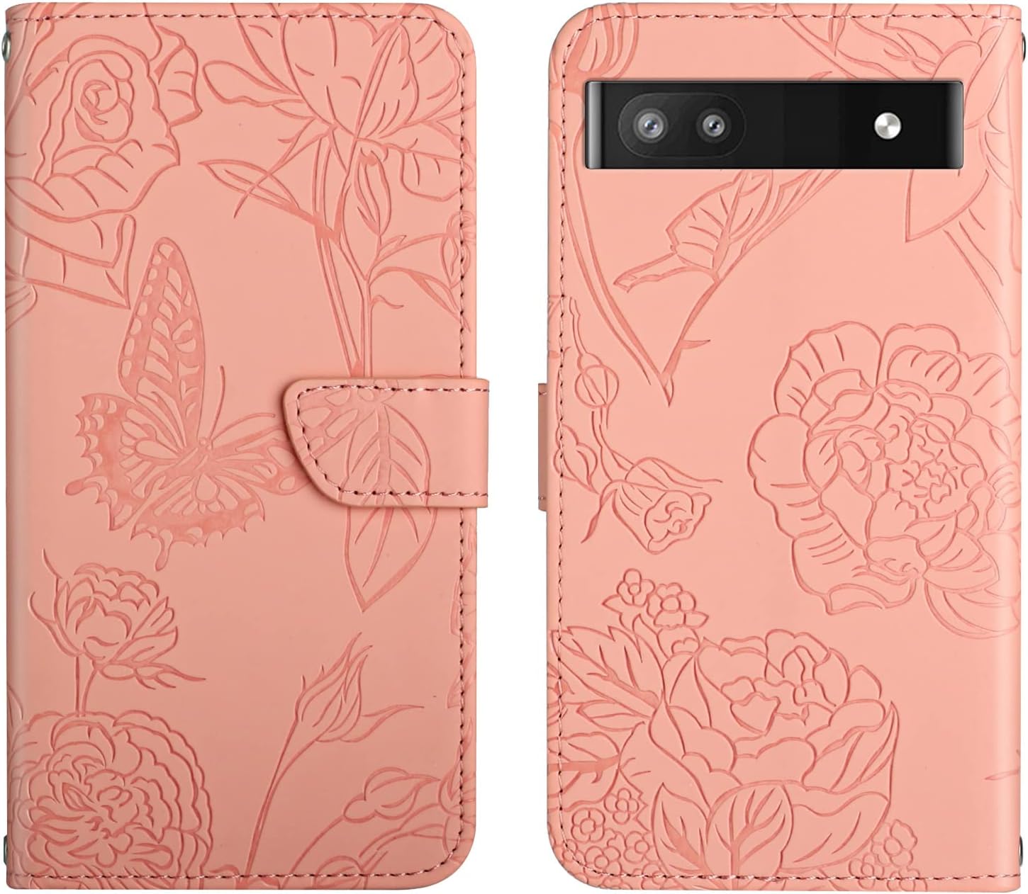 ONV Funda para teléfono compatible con Google Pixel 6A – Funda cruzada de 4.9 ft con tarjeta, ranura magnética para tarjetas, funda plegable de piel