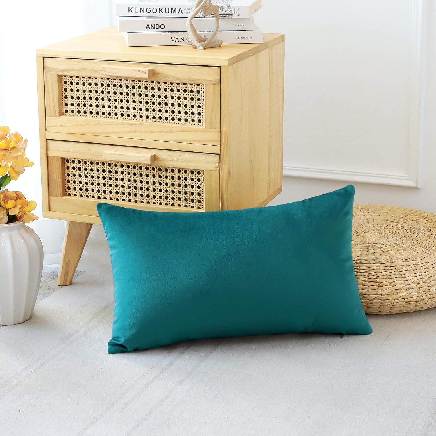 Artscope Fundas de almohada de terciopelo de lujo, fundas de almohada rectangulares decorativas, fundas de cojín suaves y sólidas para sofá,