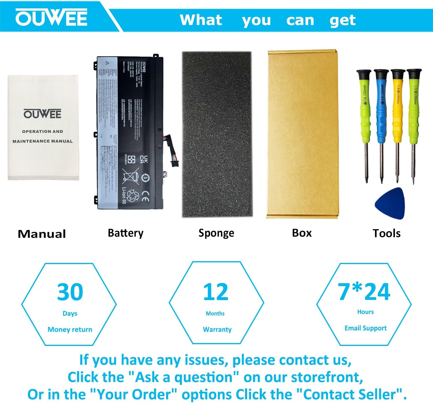 OUWEE 45N1742 – Batería para portátil compatible con Lenovo ThinkPad T550 T550s T560 W550 W550s P50S Series Notebook 45N1740 45N1741 45N1743
