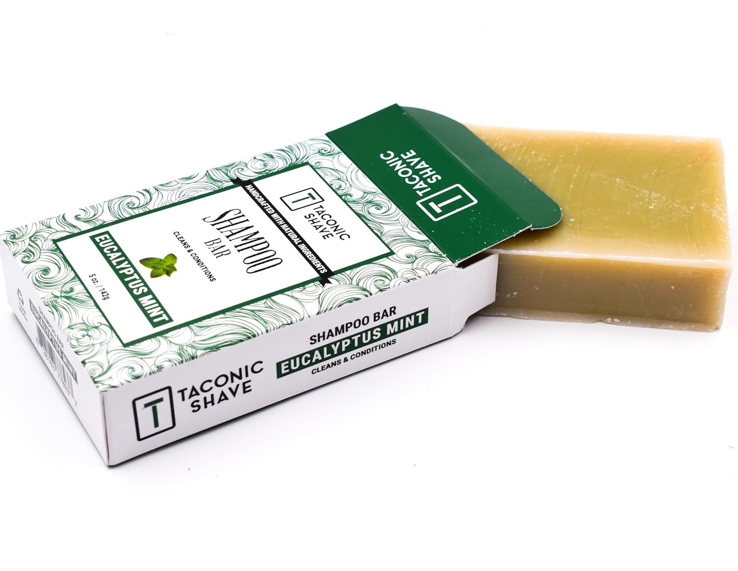 Taconic Shave, Barra de champú natural de eucalipto y menta, hecha a mano en los Estados Unidos, 5.0 onzas, deja el cabello limpio, suave y