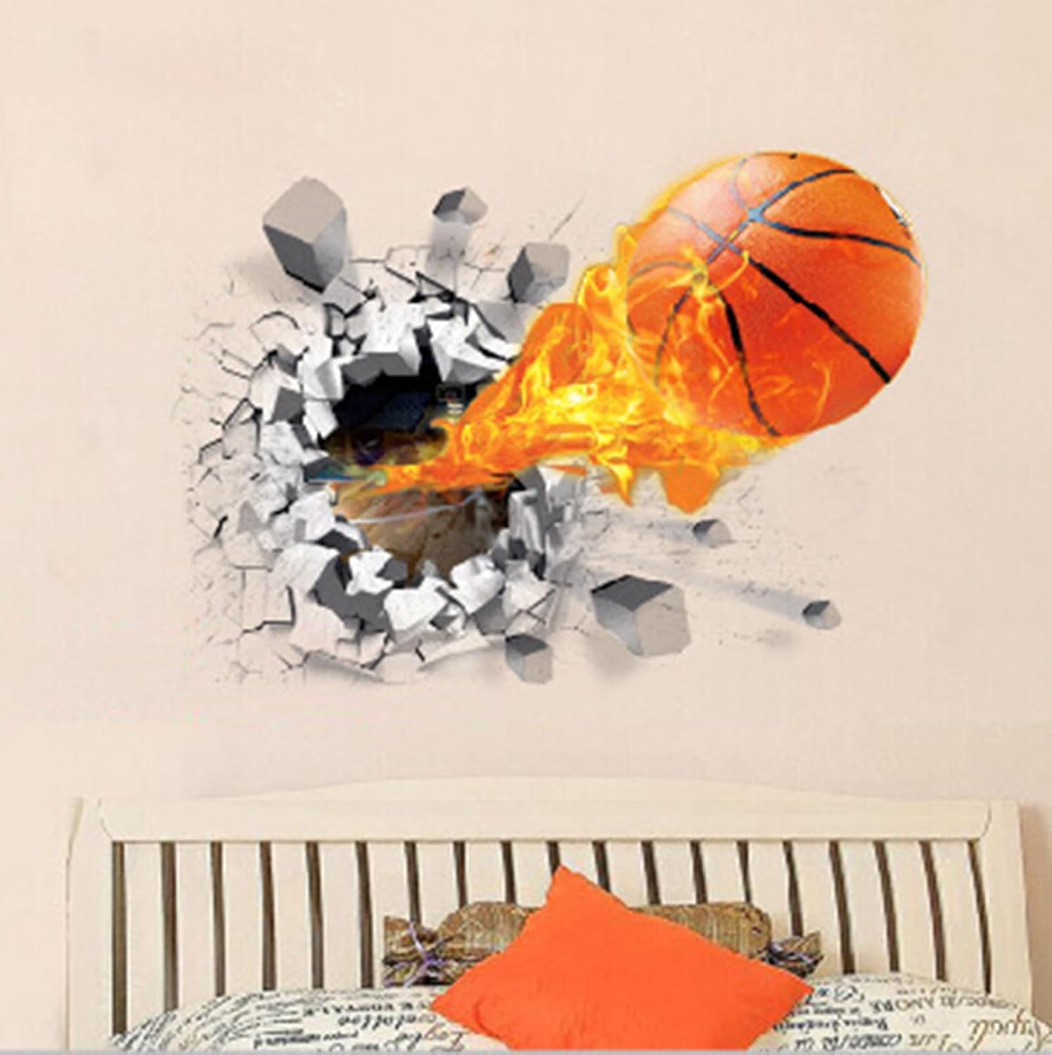 HINIHAO Adhesivo decorativo 3D autoadhesivo extraíble para pared (baloncesto 3D)