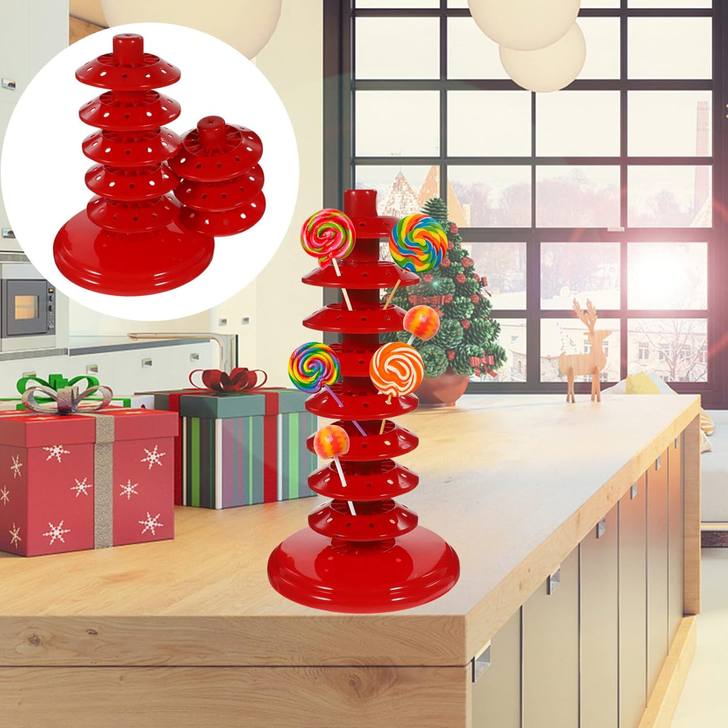 PRETYZOOM Soporte para paletas para tartas, múltiples agujeros, 8 niveles, soporte de plástico para piruletas, soporte de secado de paletas para