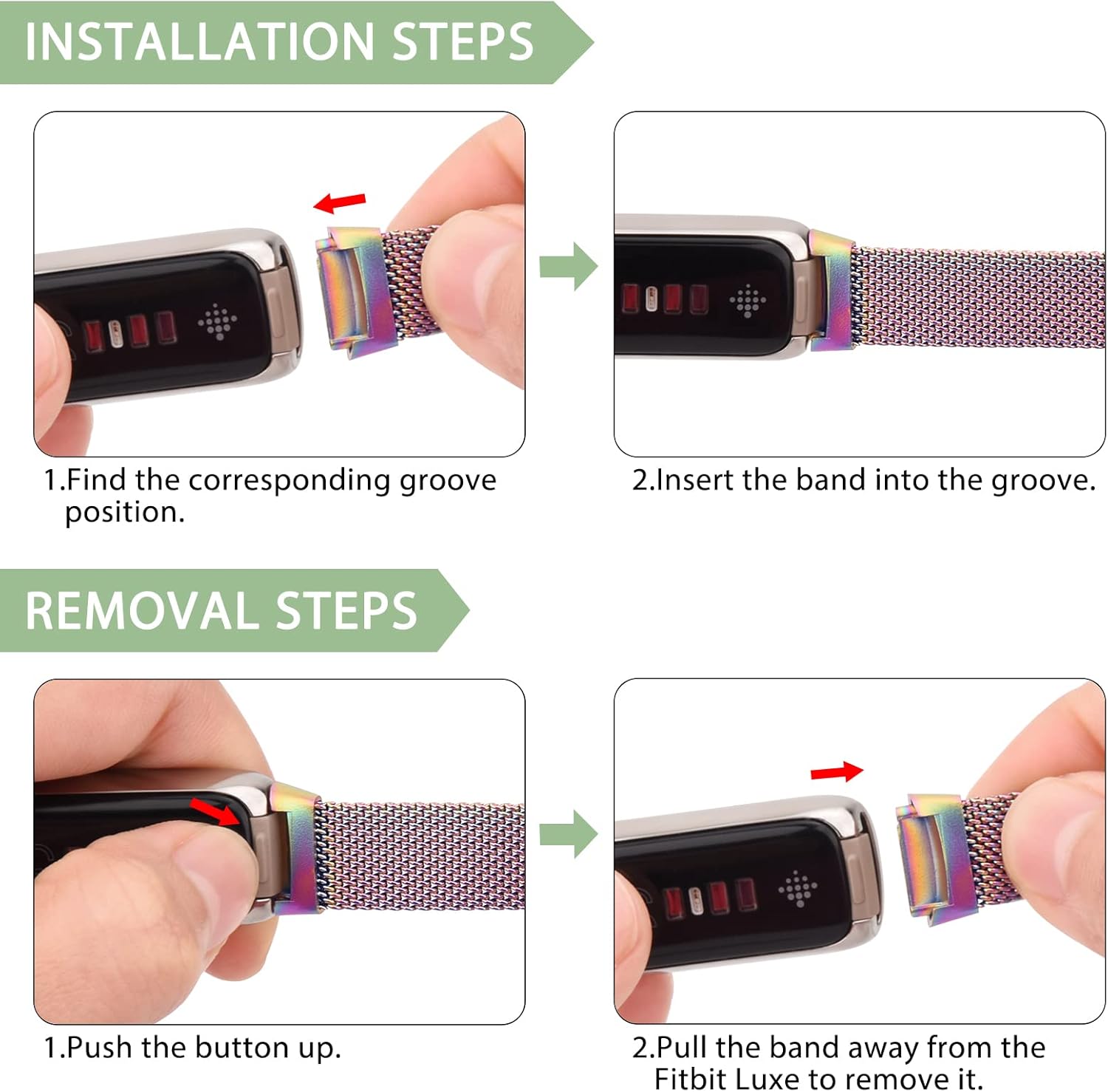 Correa de metal compatible con Fitbit Luxe Bands, correa de repuesto ajustable de malla de acero inoxidable para Fitbit LuxeLuxe Special Edition