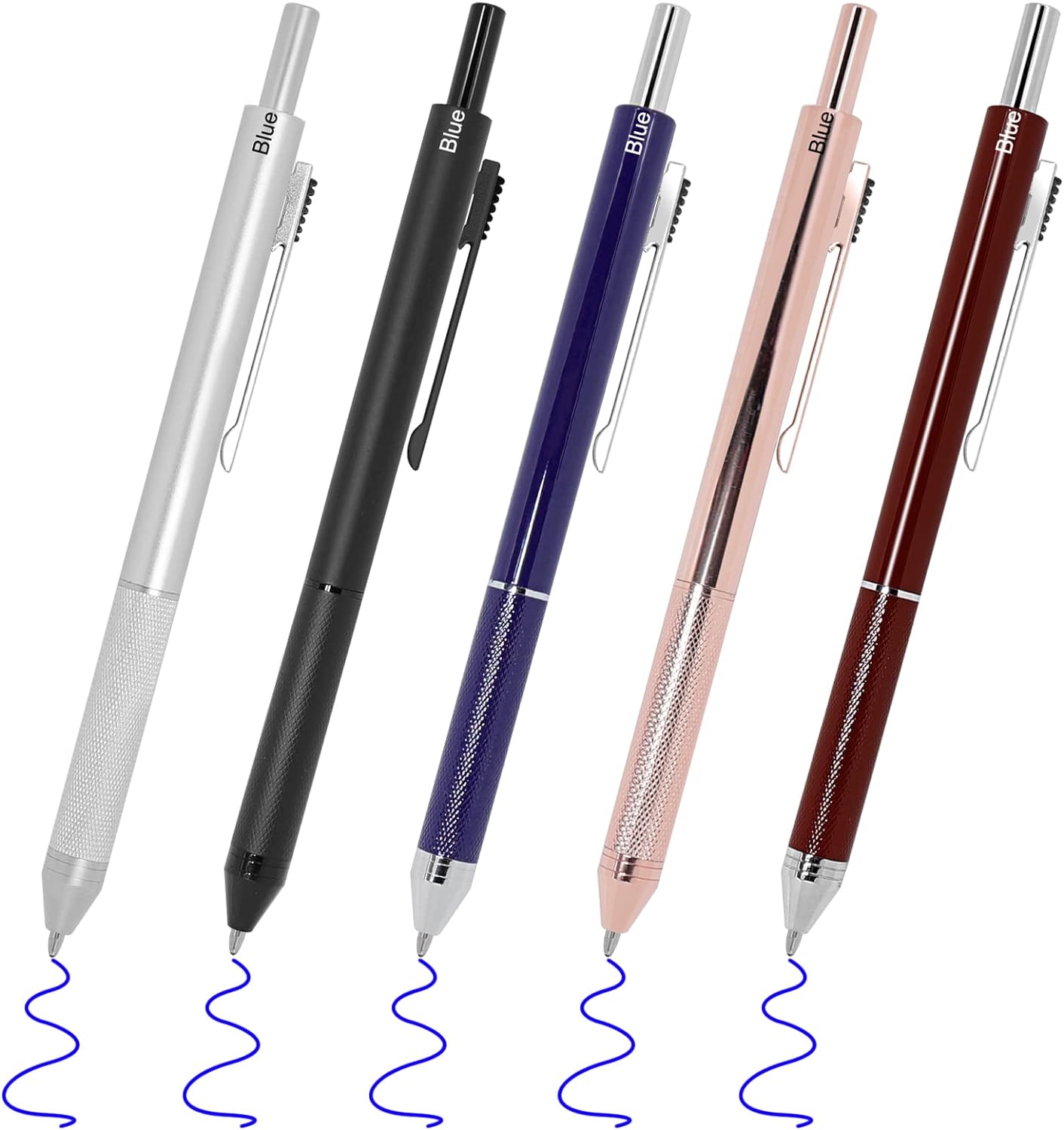 YOUMI Bolígrafo multicolor 4 en 1 multifunción con carcasa de metal, lápiz mecánico de 0.020 in, bolígrafo rojo, bolígrafo azul y bolígrafo negro,