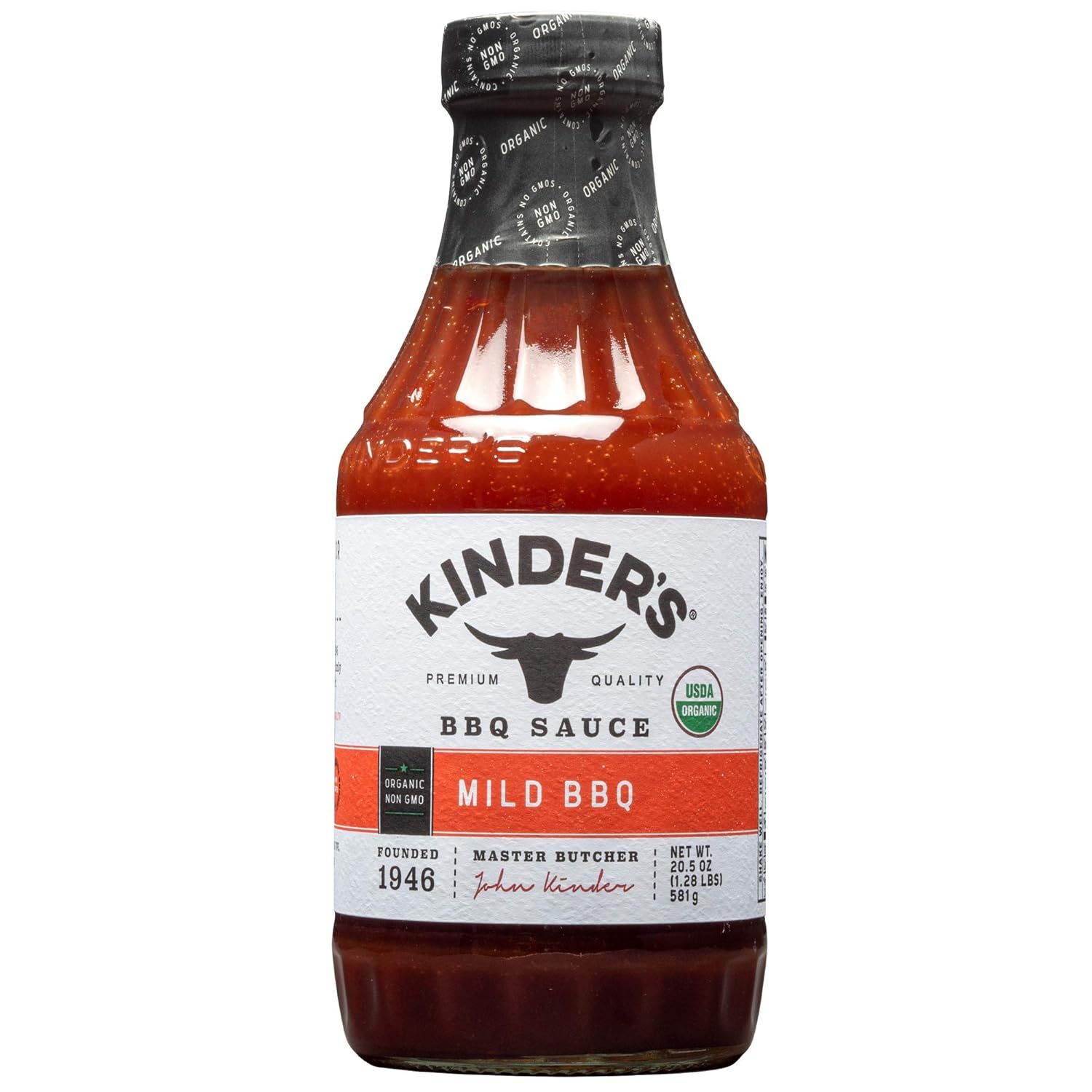 KINDER’S Organic Mild BBQ Sauce, 20.5 Oz, 3-Pack