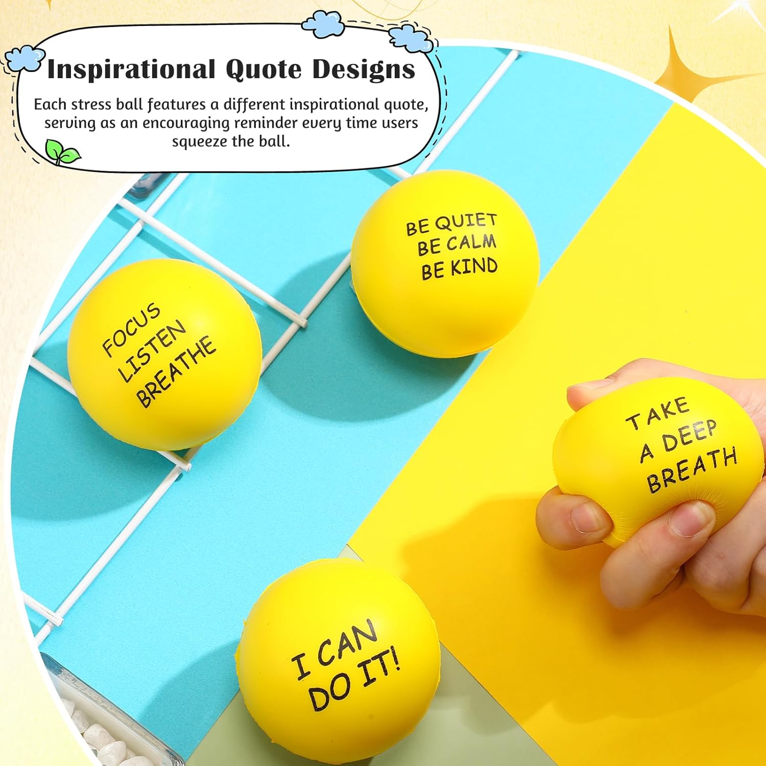 4 bolas motivacionales para el estrés para adultos, bolas de alivio del estrés con citas inspiradoras para fomentar la motivación del ejercicio de