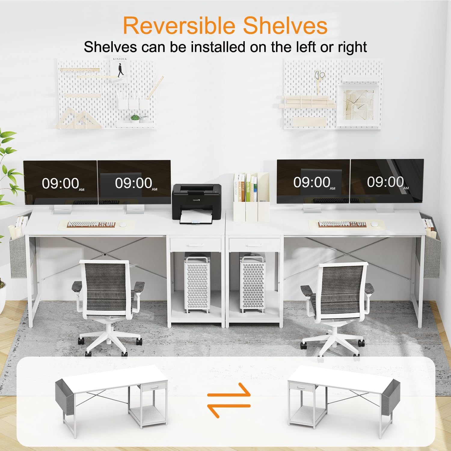 Escritorio para computadora con cajón de 55 pulgadas para oficina en casa con almacenamiento, mesa de escritorio simple y moderna para trabajo, para