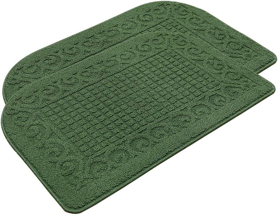Tapetes de cocina antifatiga hechos de 100 % polipropileno, semirredondos, antideslizantes, lavables a máquina, 2 piezas
