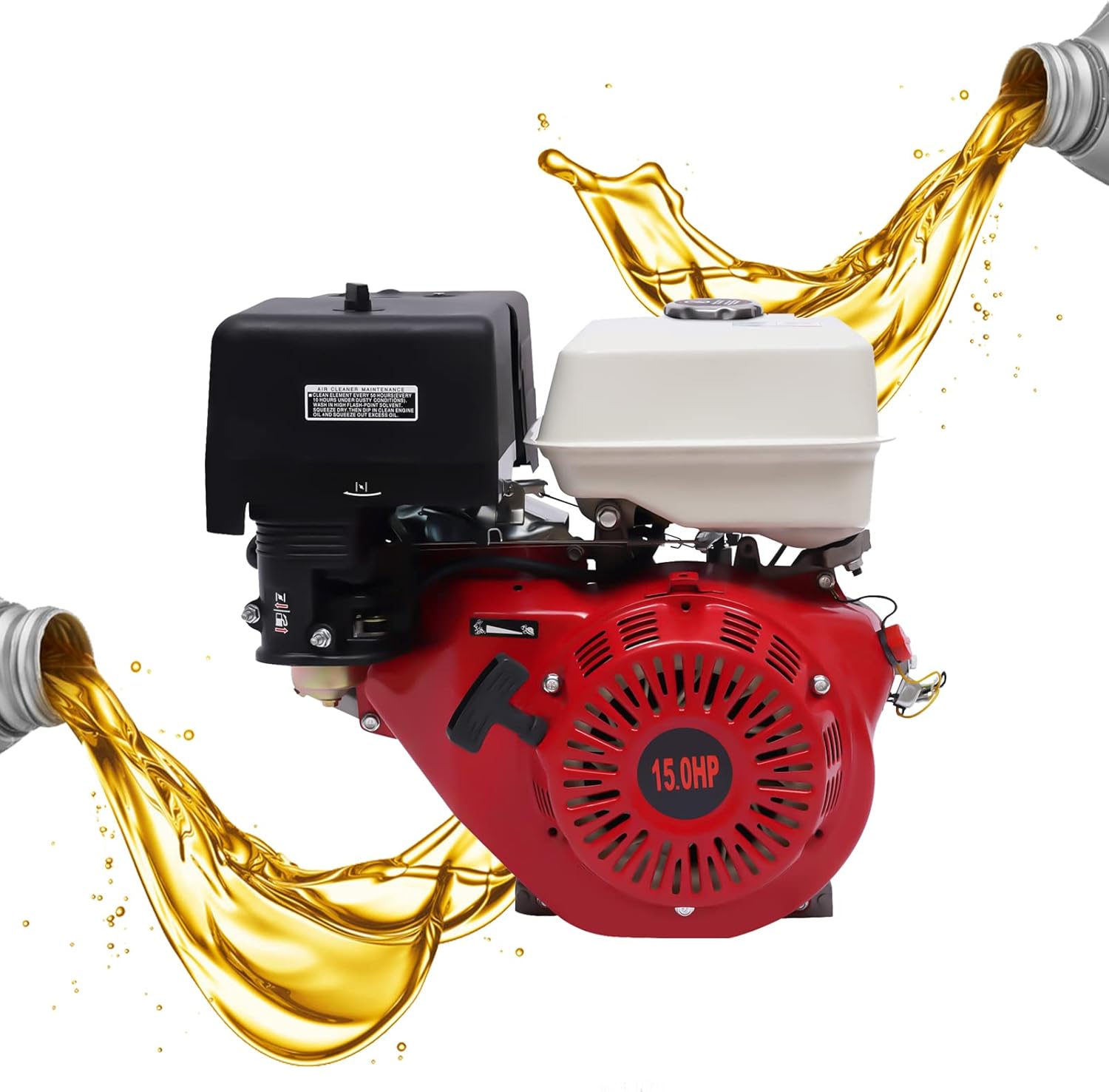 Motor de gas horizontal de 420CC de 4 tiempos 15HP de potencia de gasolina OHV Motor de retroceso para Go Kart (rojo y negro)