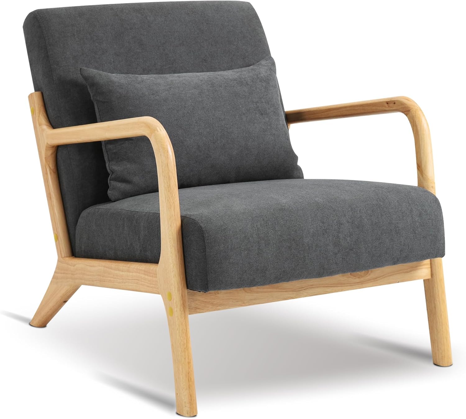 Dolonm Silla decorativa moderna con marco de madera, silla tapizada con cojín de cintura, sillón de terciopelo para sala de estar, dormitorio, sala