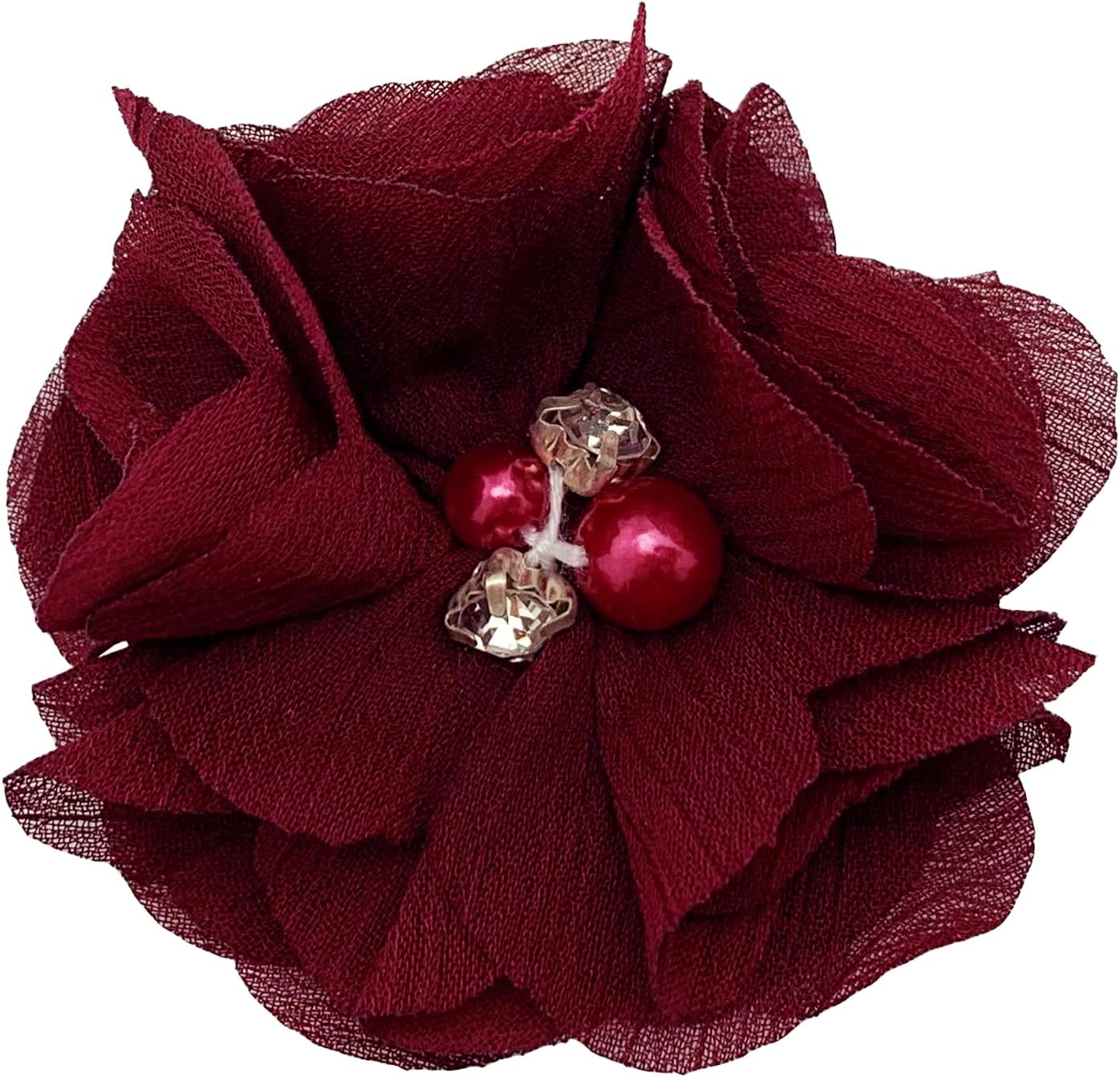 30 piezas de flores de gasa con diamantes de imitación de 2 pulgadas, apliques de tela de costura para ropa, manualidades, fiestas, decoración de