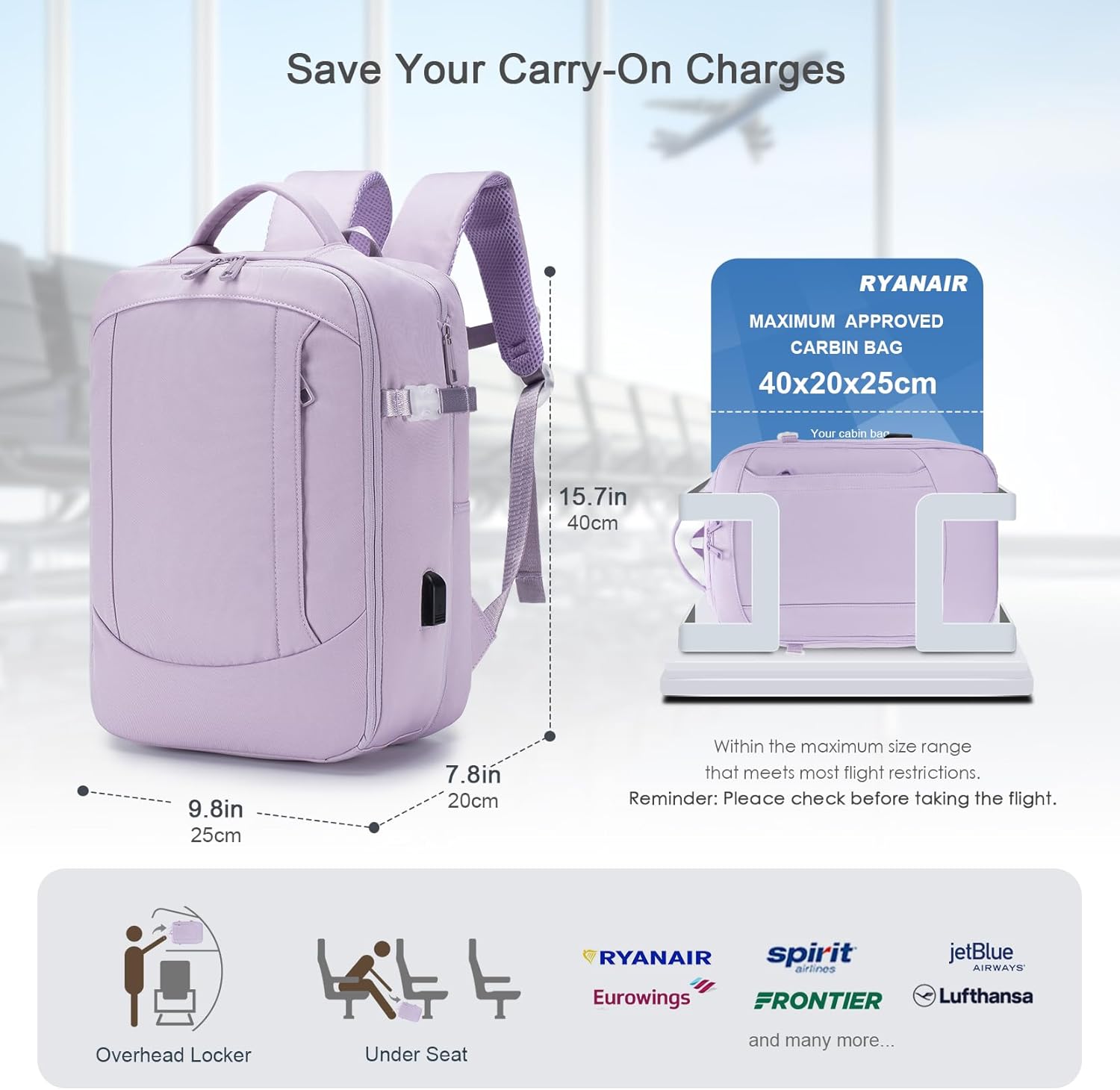 COSCOOA Mochila de viaje de negocios para laptop de 17 pulgadas, 18 x 14 x 8 pulgadas, 40 L, aprobada para vuelo, mochila de transporte grande para