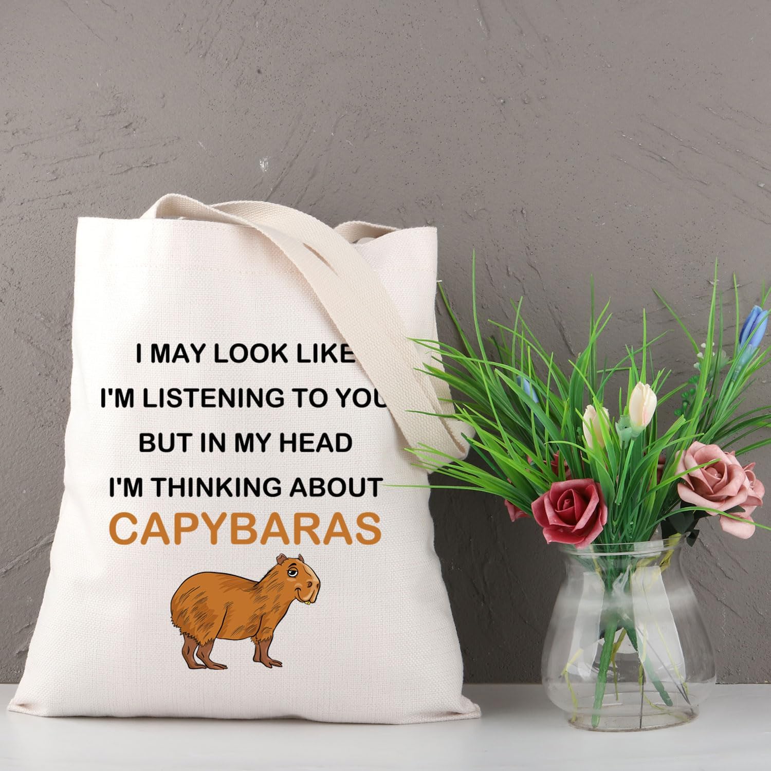 PLITI Capybara – Bolsa de viaje divertida con temática de Capybara, regalo para amantes de Capybara, con texto en inglés In My Head I’m Thinking
