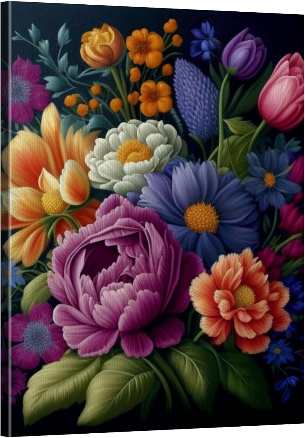 Lienzo floral para pared, muchas flores exóticas, impresión en lienzo, hermosas plantas, pintura para sala de estar moderna, dormitorio, casa de