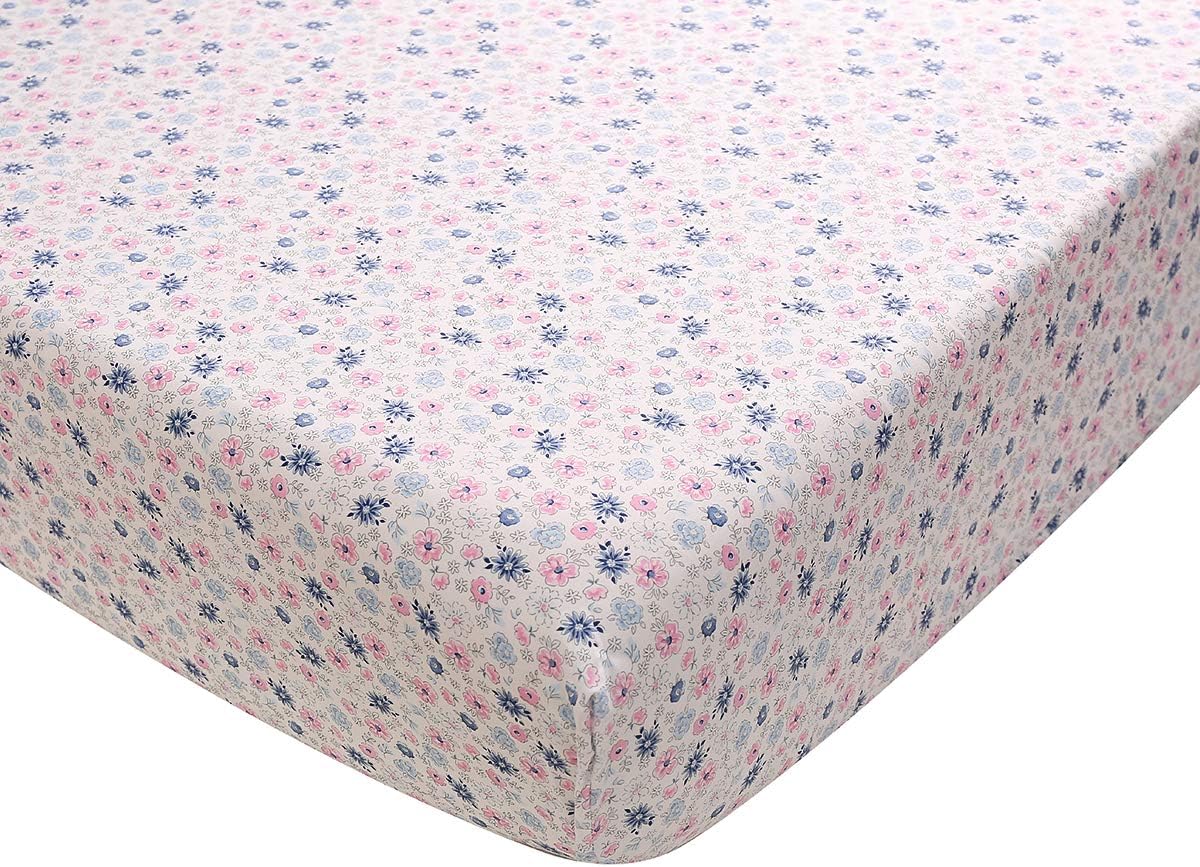 Juego de ropa de cama de 2 piezas con bordado rosa con mariposas y sábana bajera para cuna de bebé niña