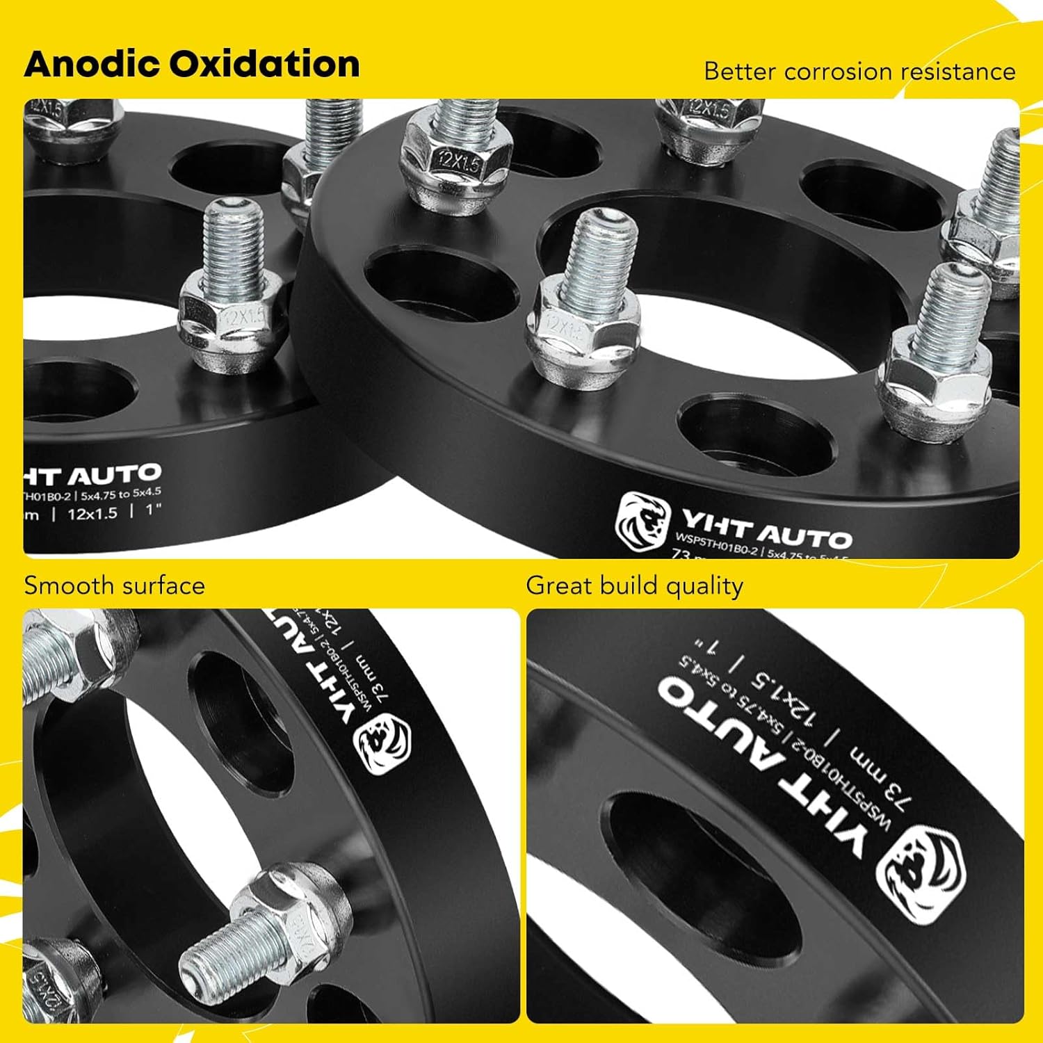YHTAUTO Adaptadores de rueda de 5 x 4.75 a 5 x 4.5 pulgadas, compatibles con Buick, Cadillac, Chevrolet, GMC, Pontiac Modelos espaciadores de