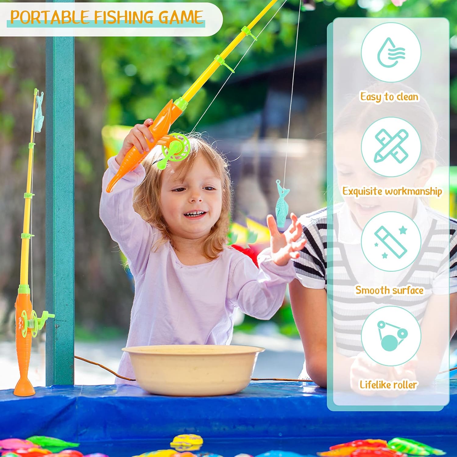 4 piezas de juego de pesca magnético, juguete flotante magnético de verano de 7.3 pulgadas, poste magnético para niños y niñas, juguete de baño de