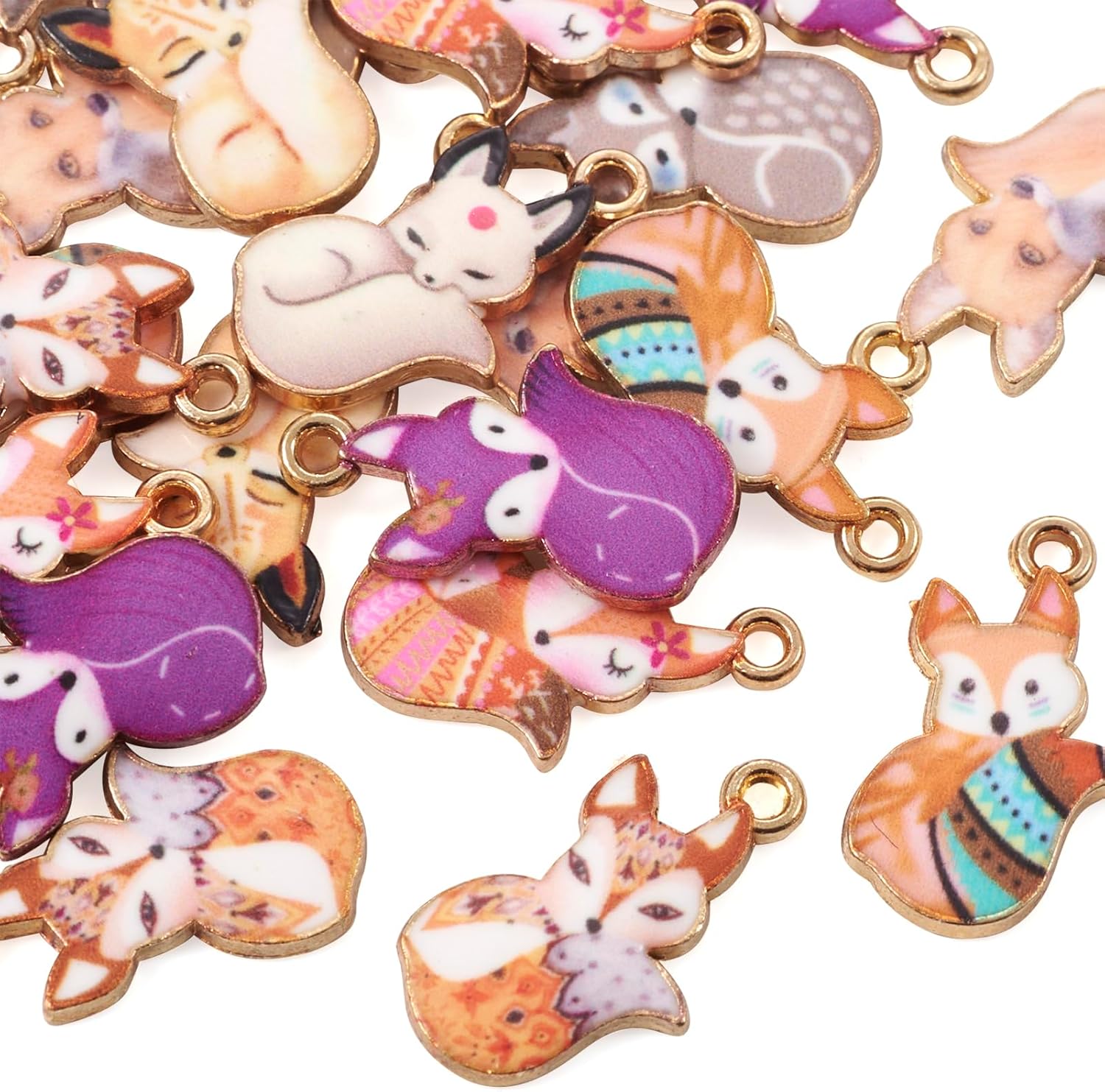Abalorio esmaltado con diseño de animales, diseño de flores, cabeza de ganado, gato, mariposa, zorro, tortuga, colgantes, colgantes, colgantes,