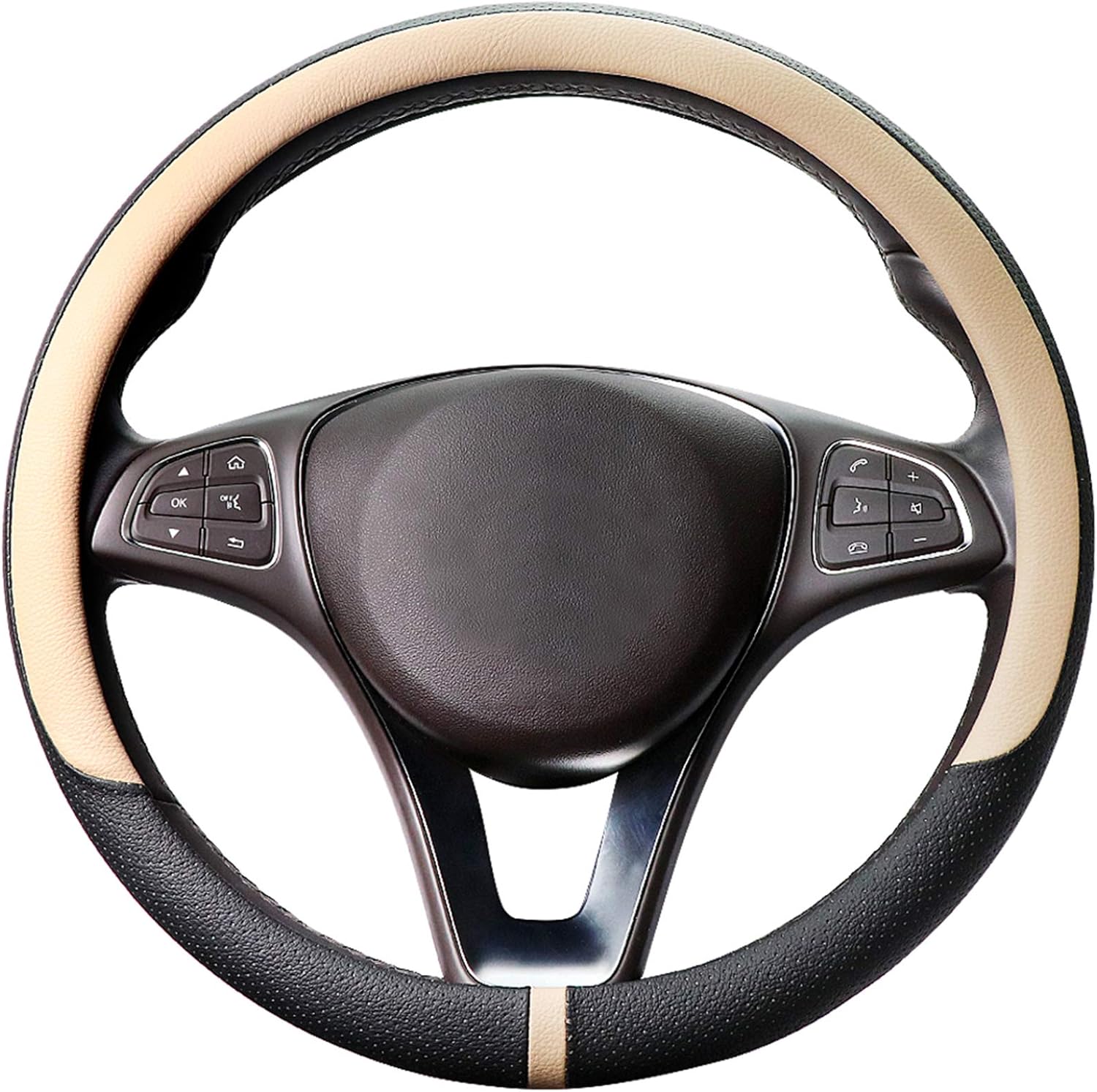 COFIT – Funda antideslizante para volante de piel de microfibra transpirable y de moda, diámetro exterior para volante, tamaños S, M, L