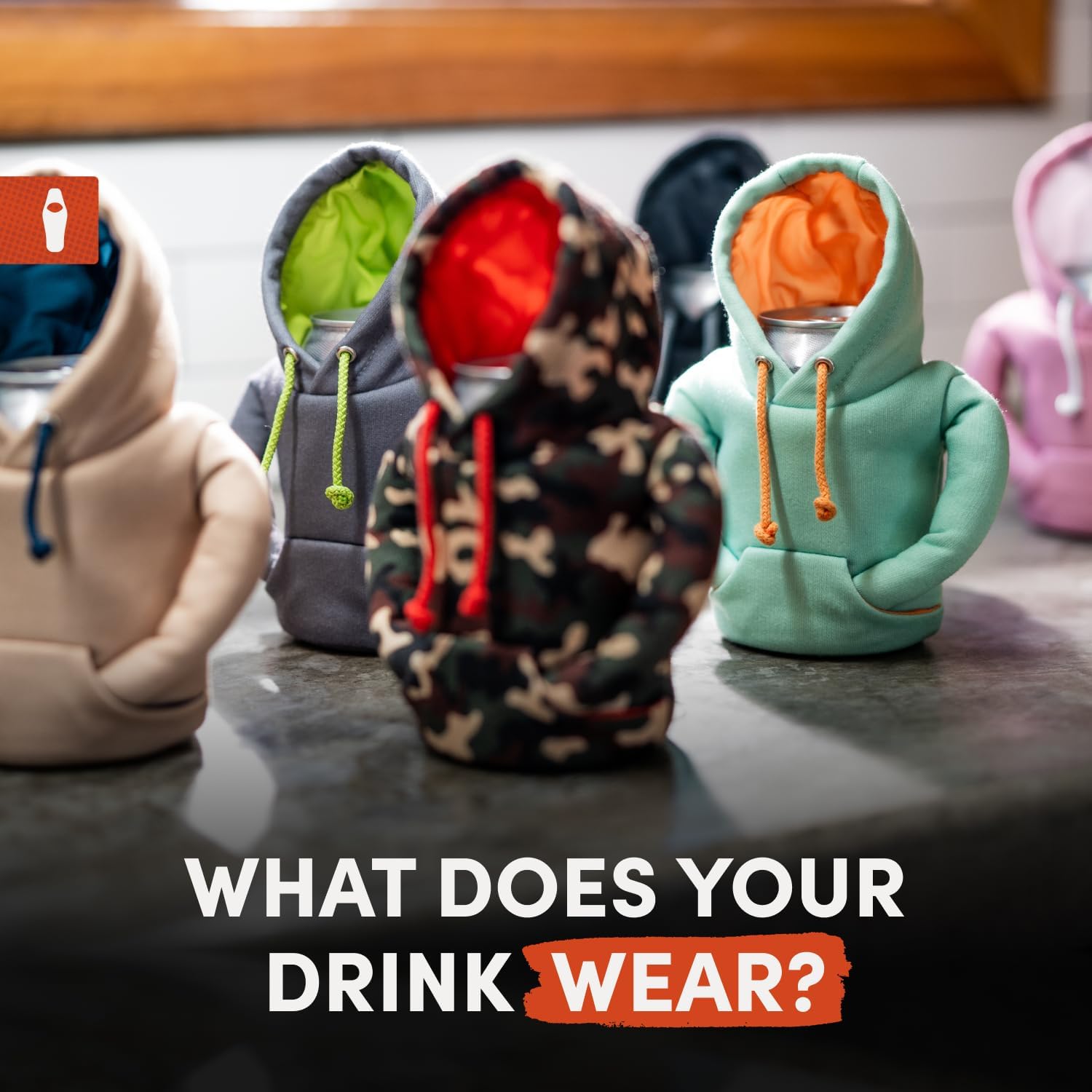 Puffin – La chaqueta con capucha para bebidas, enfriador de latas aislante, espuma de marpricot