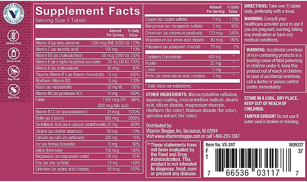 The Vitamin Shoppe Multivitamínico diario para mujeres (60 tabletas)
