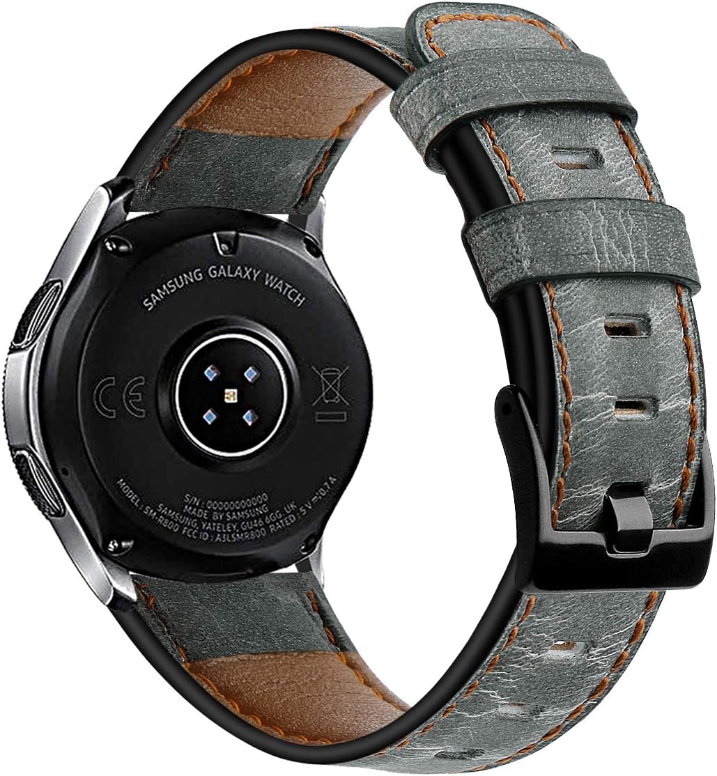 Compatible con Samsung Galaxy Watch de 1.811in, 0.866in, correa de cuero genuino para Samsung Gear S3 FrontierHuawei Watch GT 2 de 1.811in, correa