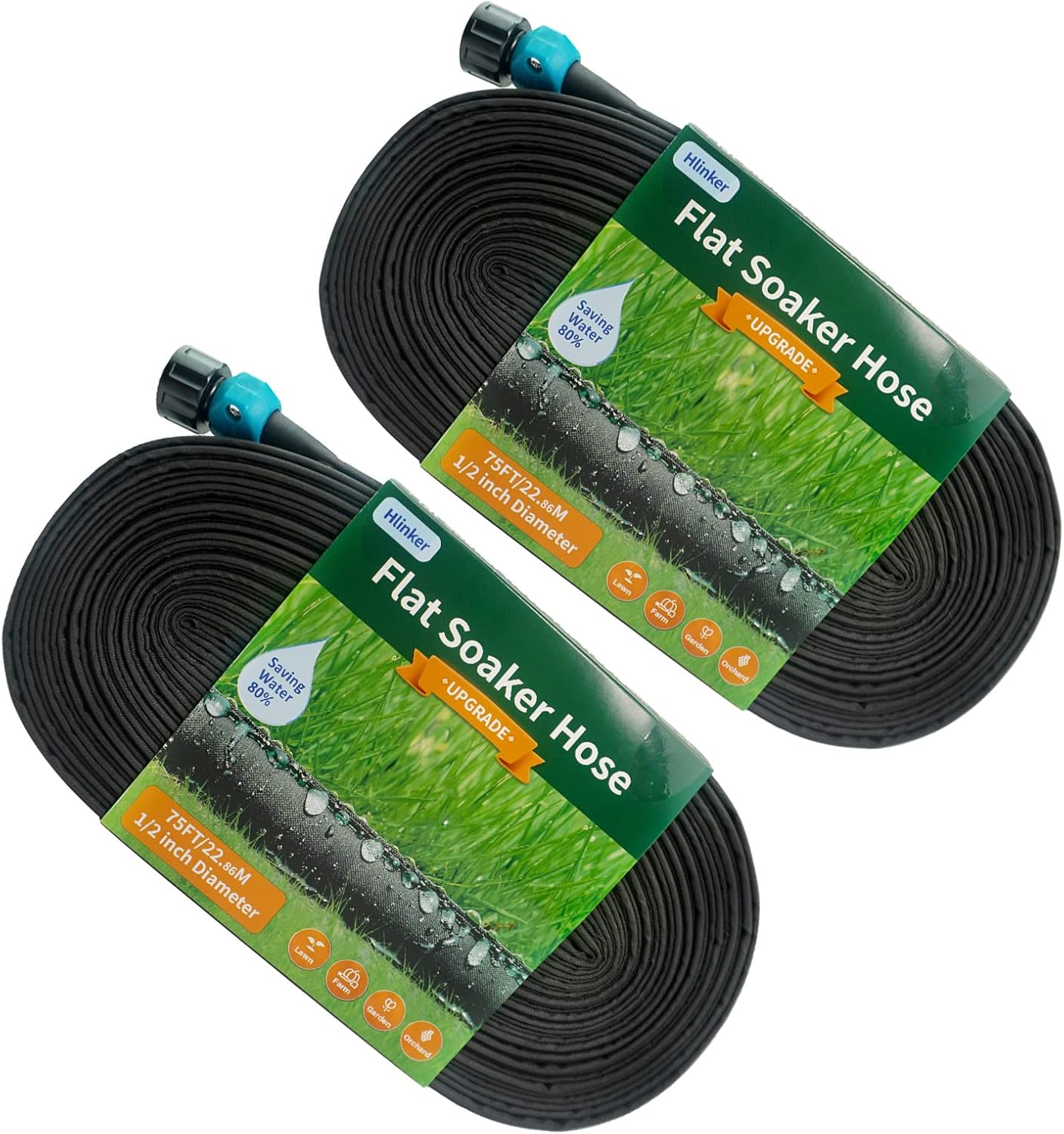 Manguera de remojo plana de 15, 25, 30, 50, 75, 100, 150 pies para camas de jardín, manguera de riego por goteo constante enlazable de 150 pies y 12