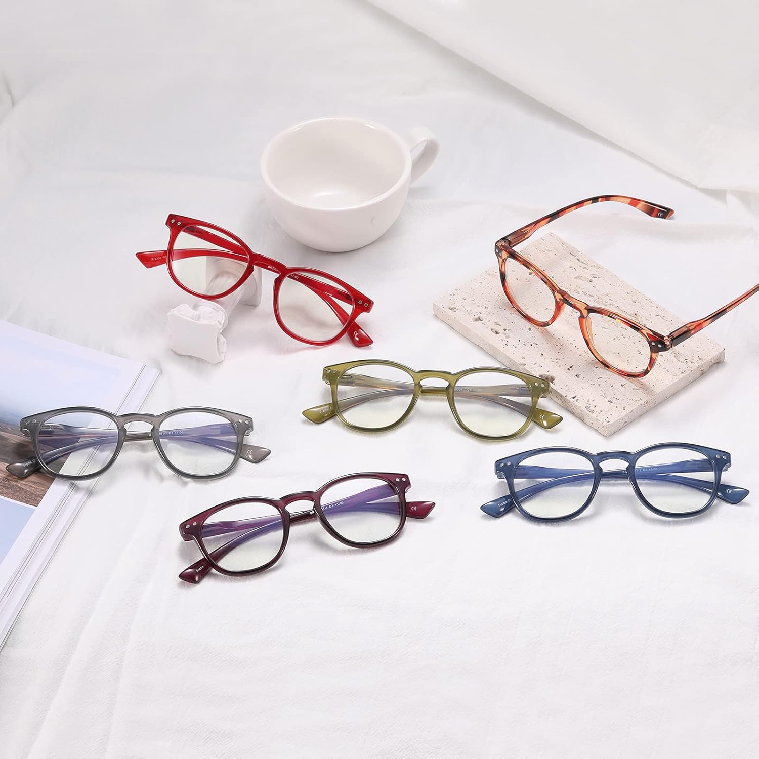 IVNUOYI Paquete de 6 lentes de lectura con bloqueo de luz azul con bisagra de resorte cómoda, para leer frente a la computadora para hombres y