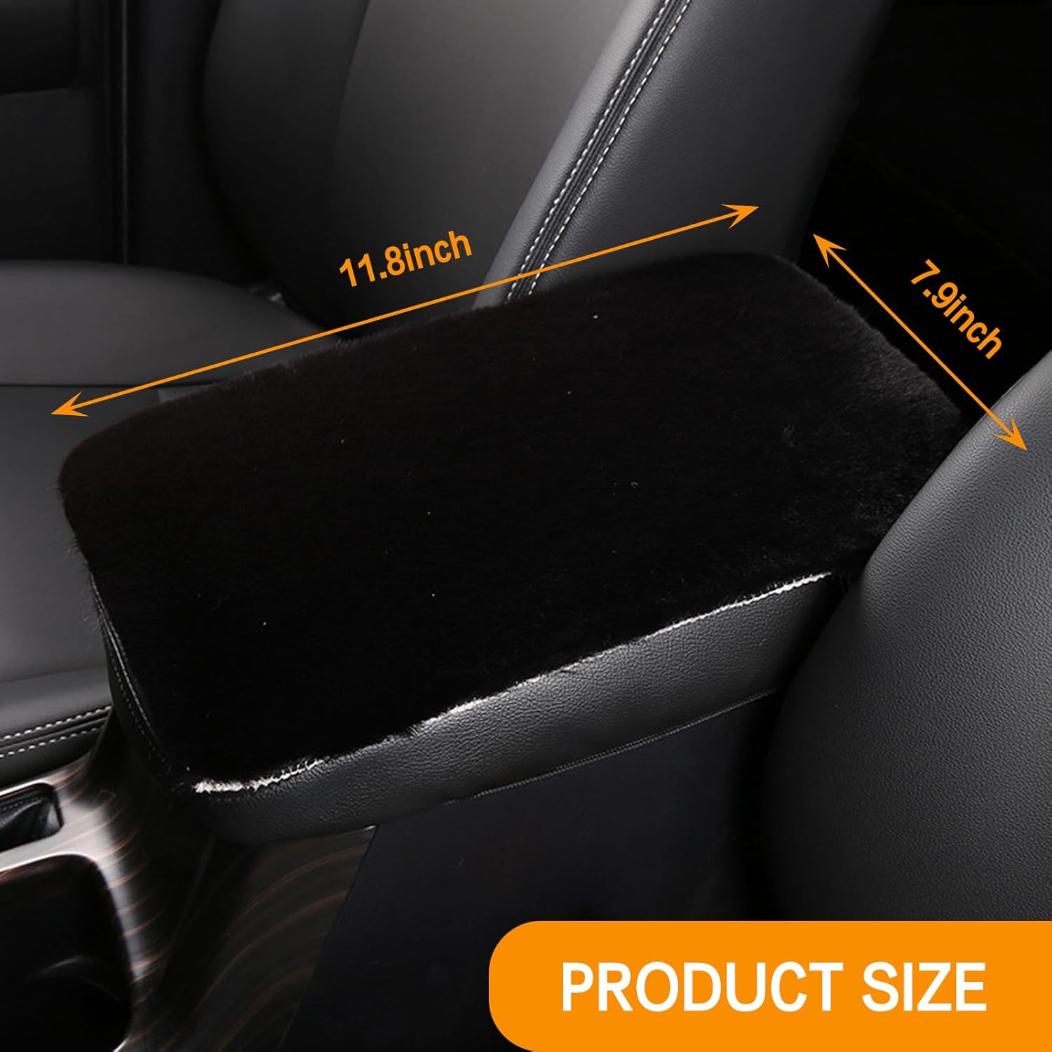 1 alfombrilla para reposabrazos de automóvil, 11.8 x 7.8 pulgadas, funda de caja de reposabrazos central de felpa de conejo de imitación, cojín