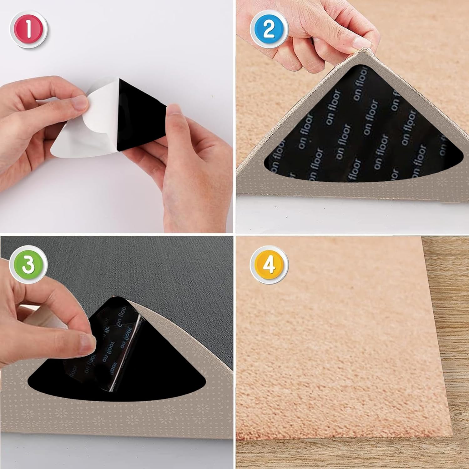 Agarre antideslizante para alfombra, cinta lavable y reutilizable para suelos de madera dura y alfombras planas, mantiene tu alfombra en su lugar y