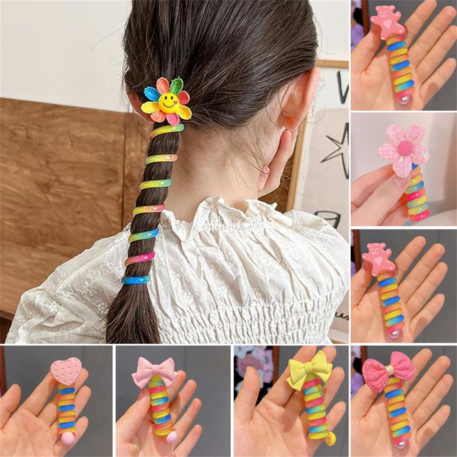 Bandas de pelo de alambre de teléfono coloridas para niños, bandas trenzadas de alambre de teléfono, lazos de pelo en espiral, cable de teléfono
