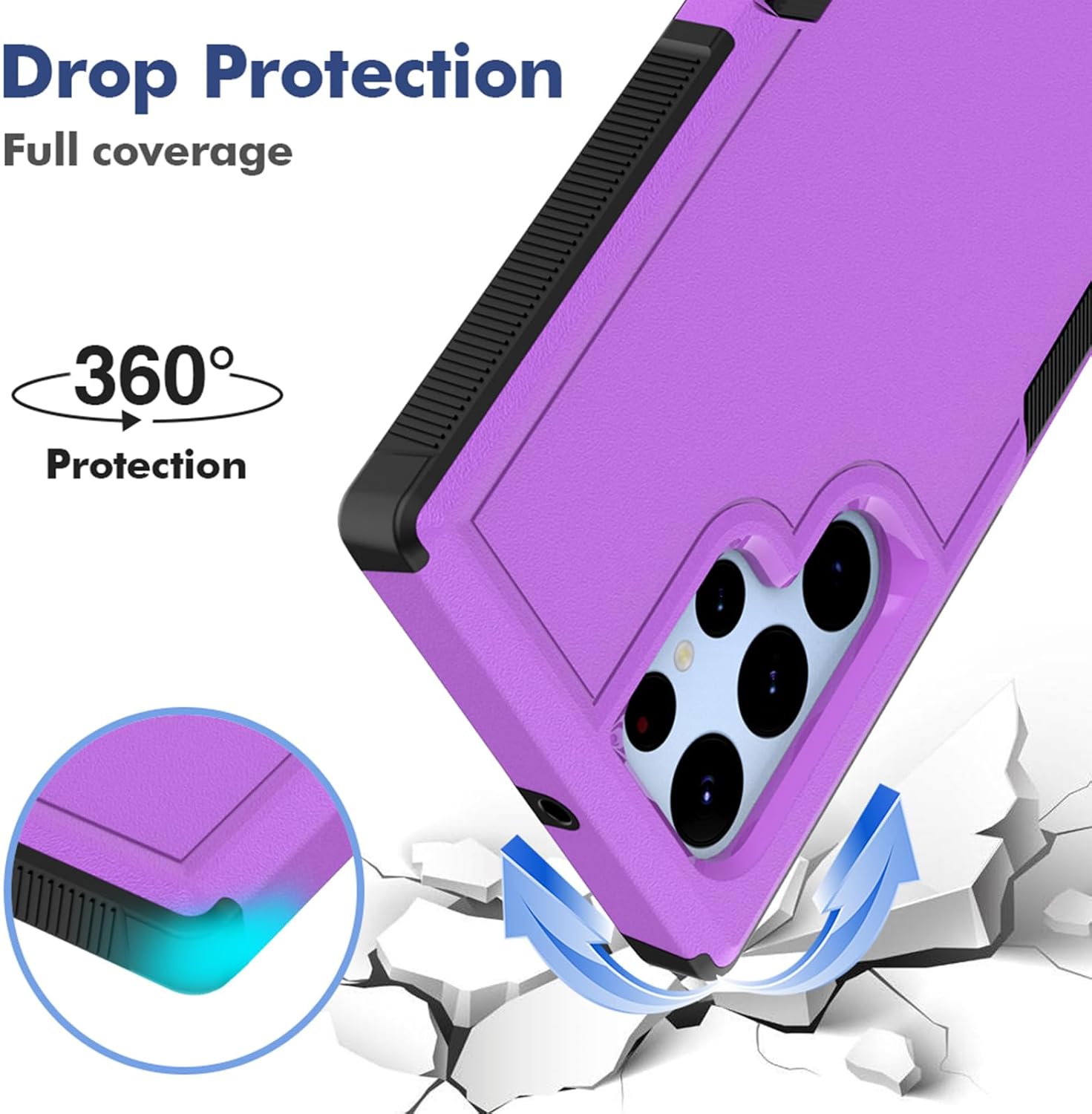 Funda para Samsung Galaxy S22 Ultra funda protectora de doble capa resistente para teléfono celular, a prueba de golpes, con protector de pantalla,