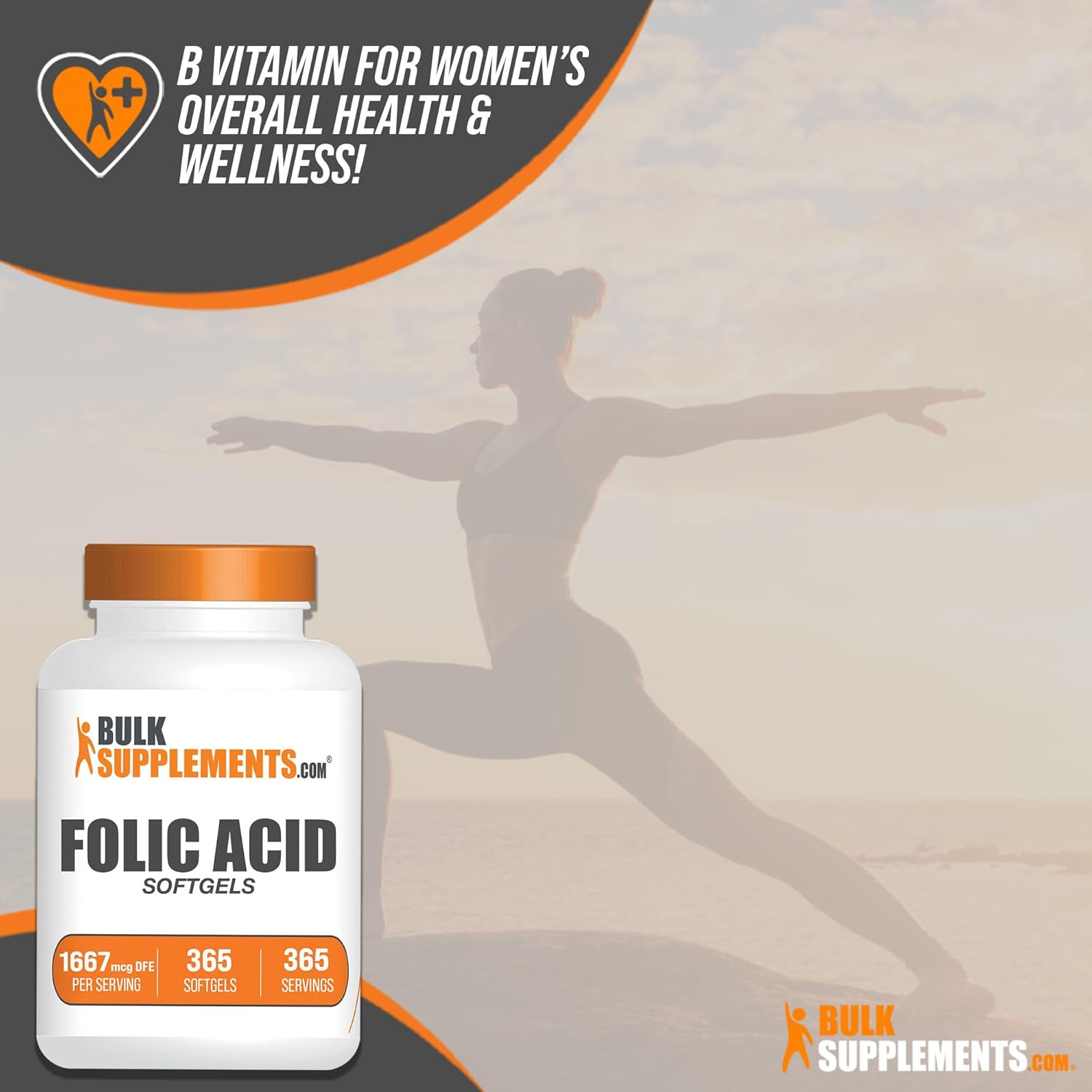 BULKSUPPLEMENTS.COM Ácido fólico 1000mcg – Cápsulas blandas de ácido fólico, vitamina B9, suplemento de ácido fólico, vitaminas prenatales de ácido