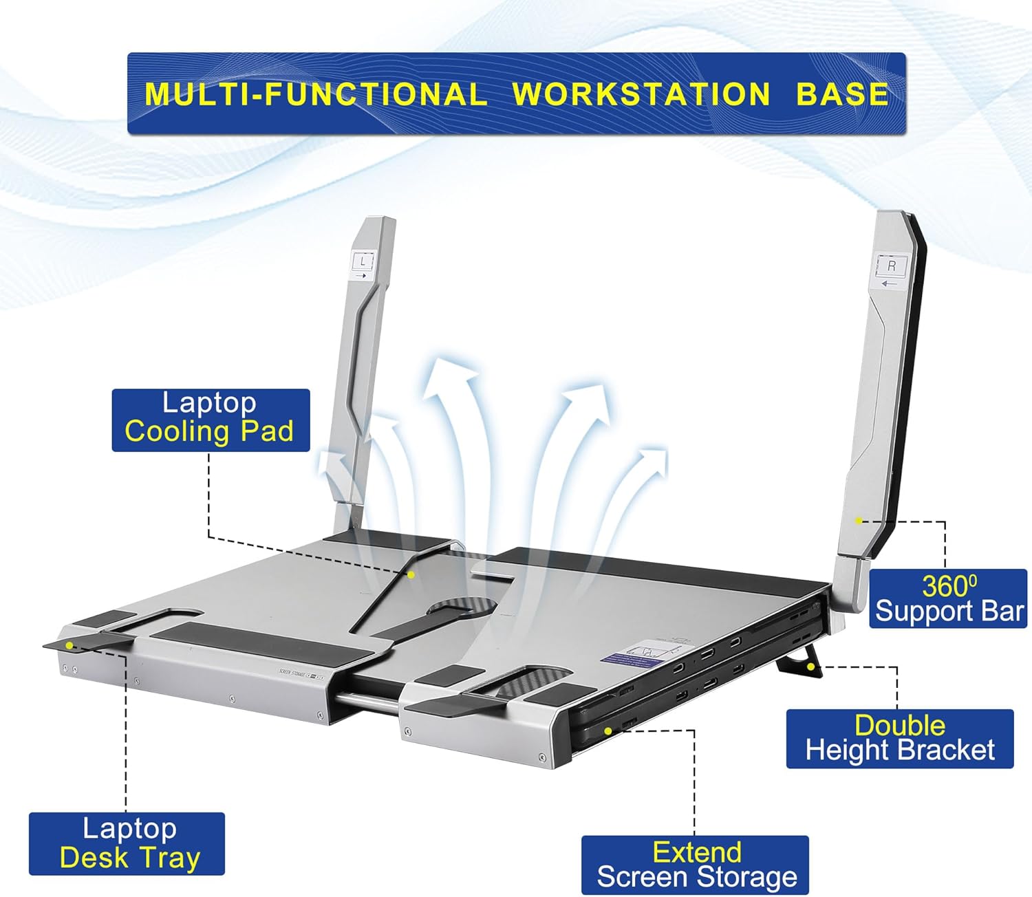 JoyReal Monitor triple para laptop, extensor de pantalla portátil 1080P de 14 pulgadas, estación de trabajo giratoria de 360 grados con múltiples