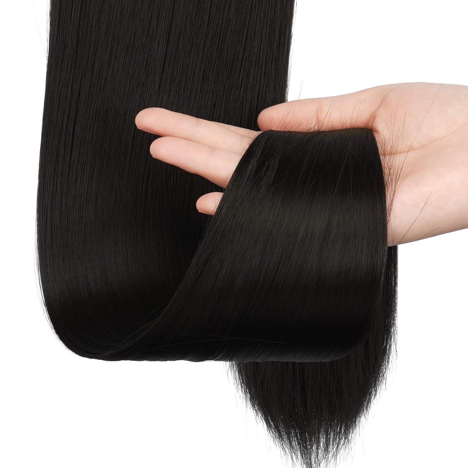 Sofeiyan – Extensión de cola de caballo larga, cabello lacio sintético, extensión con clip envolvente para mujer