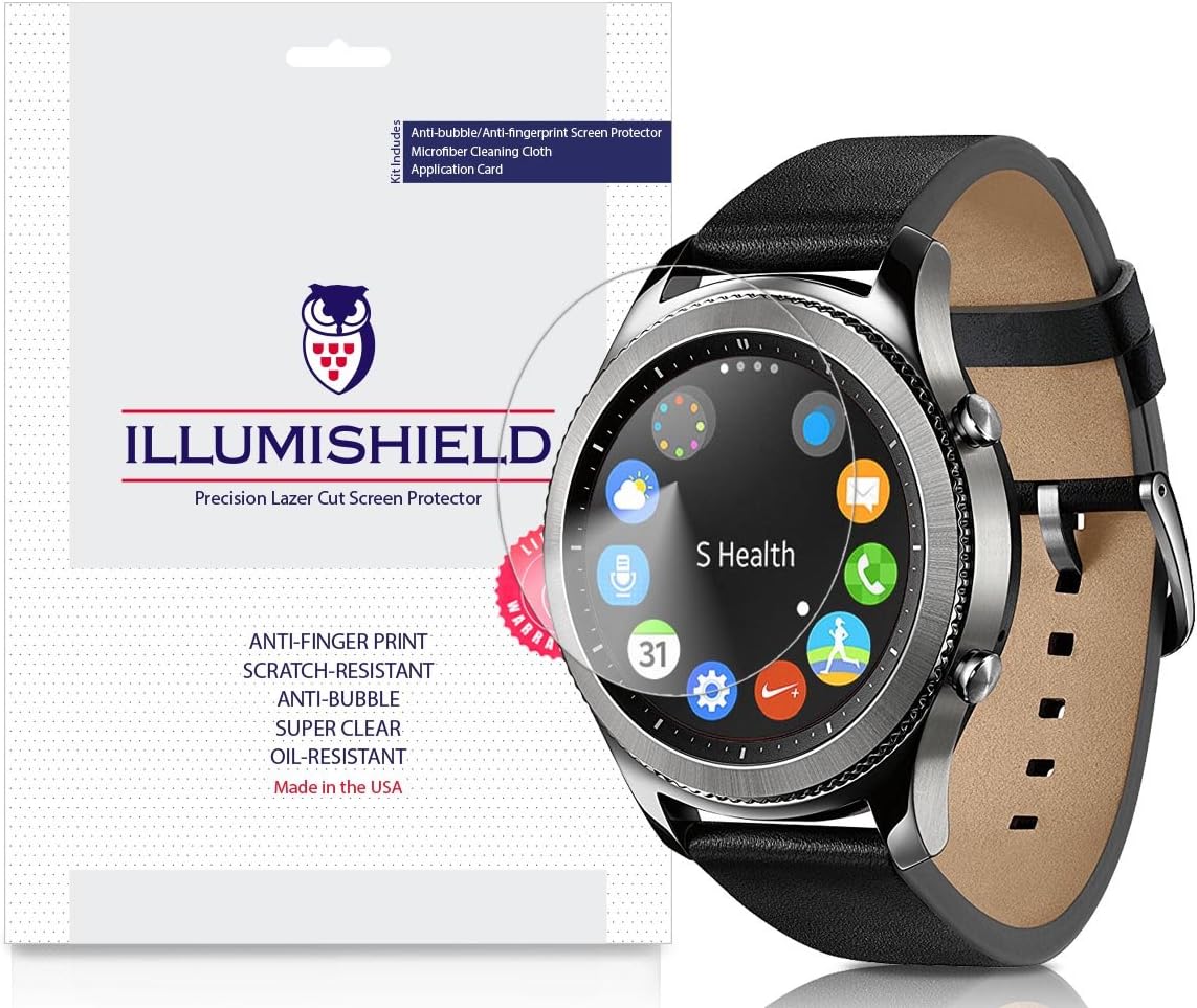Protector de pantalla compatible con Samsung Gear S3 Classic (compatible con LTE) (3 unidades) Clear HD Shield Anti-Burbujas y Anti-huellas