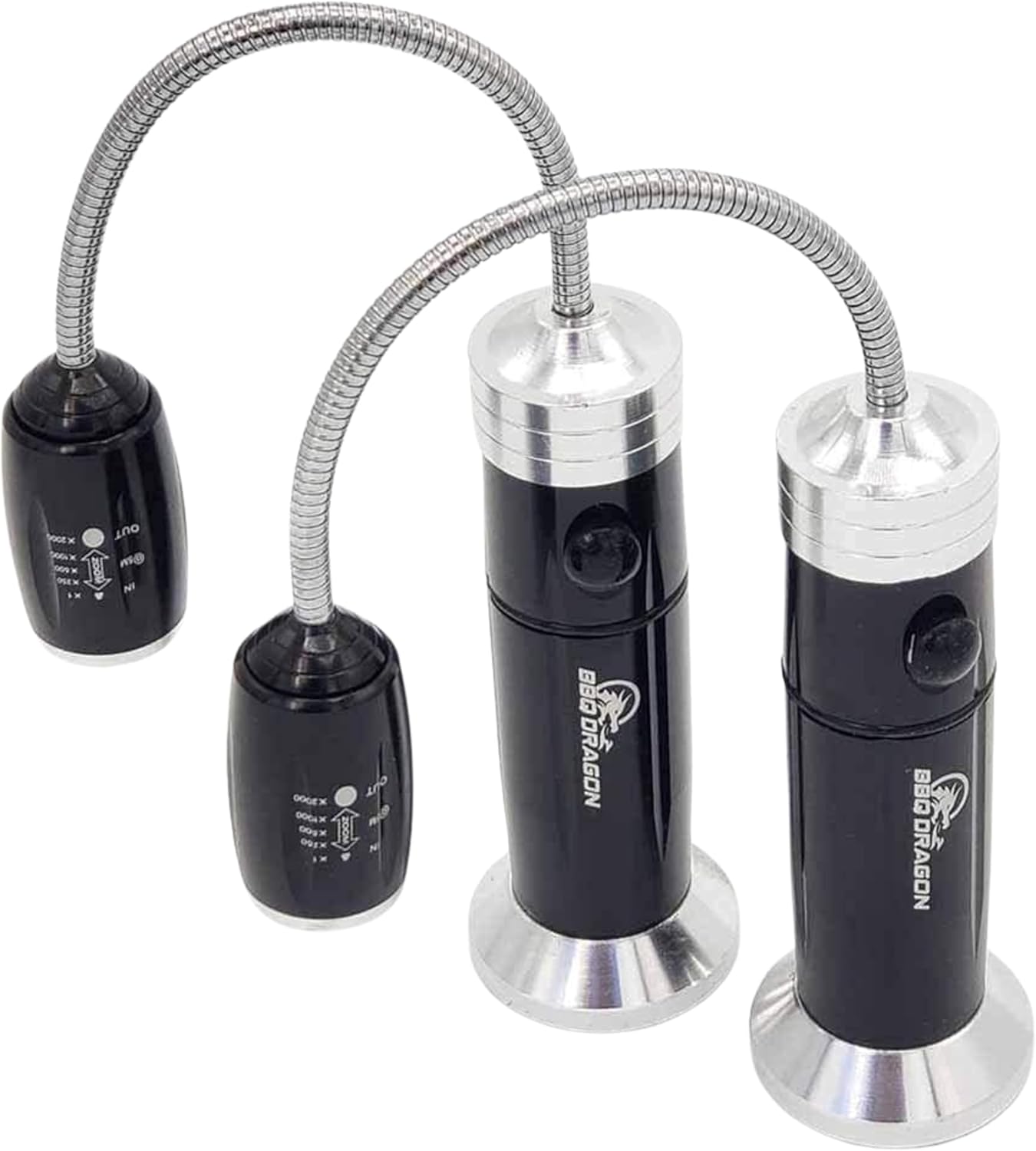 BBQ Dragon  Luces LED magnéticas para parrilla  Paquete de 2  Aluminio resistente al calor  Base magnética de alta potencia  Cuello de cisne