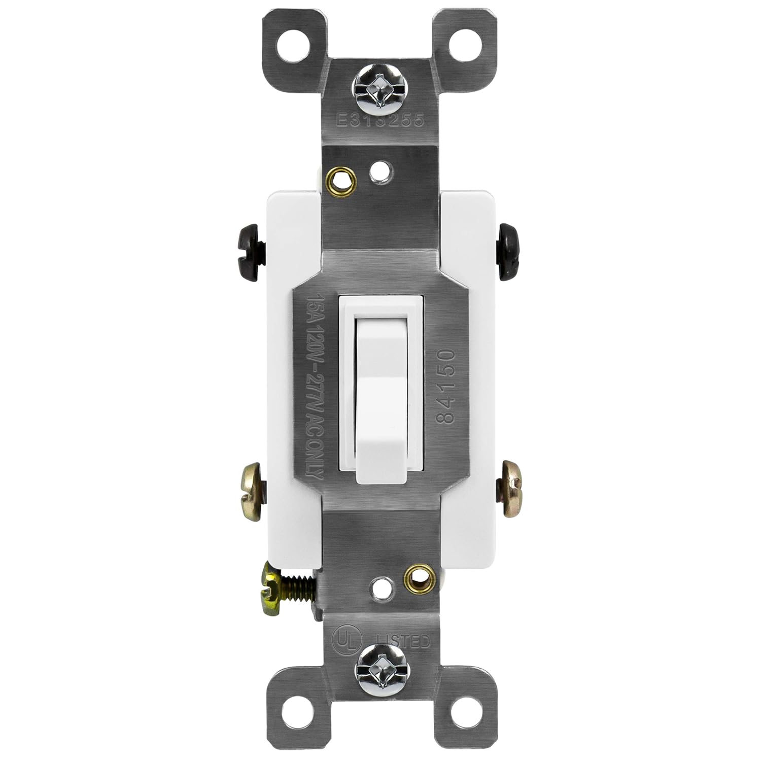 ENERLITES Interruptor de luz de palanca de 4 vías, cuatro vías, cableado lateral, solo cable de cobre, tornillo de puesta a tierra, grado