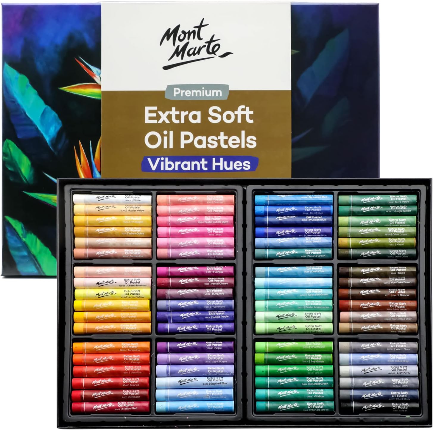 MONT MARTE Pasteles al óleo extrasuaves, colores brillantes surtidos, vibrantes y mantecosos, versátiles para mezclar, capas y sombreado, ideales