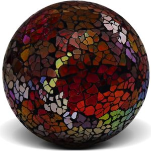 Yatinkim Bolas de vidrio de 3.35 pulgadas, orbes decorativas para tazón, esferas de mosaico negro rojizo, bolas sólidas, decoración de mesa, jarrón Yatinkim Bolas de vidrio de 3.35 pulgadas, orbes decorativas para tazón, esferas de mosaico negro rojizo, bolas sólidas, decoración de mesa, jarrón