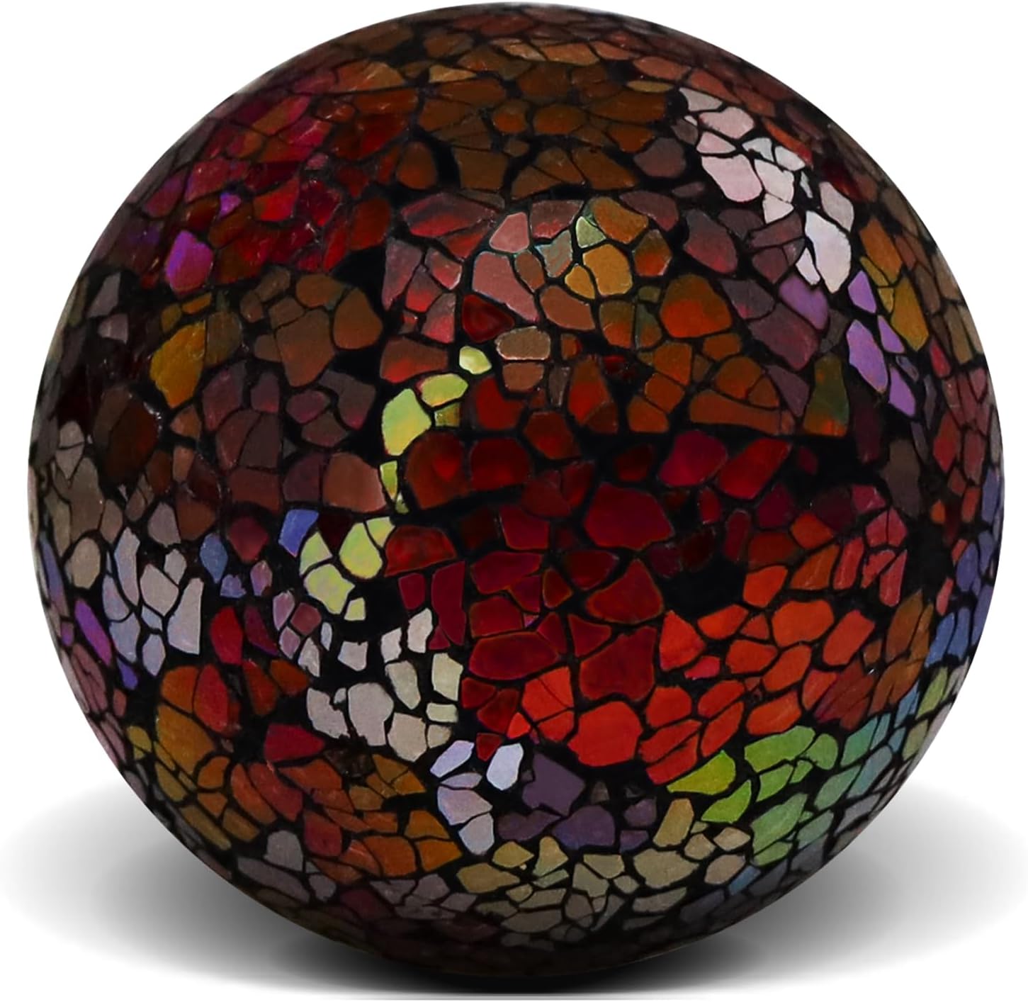 Yatinkim Bolas de vidrio de 3.35 pulgadas, orbes decorativas para tazón, esferas de mosaico negro rojizo, bolas sólidas, decoración de mesa, jarrón