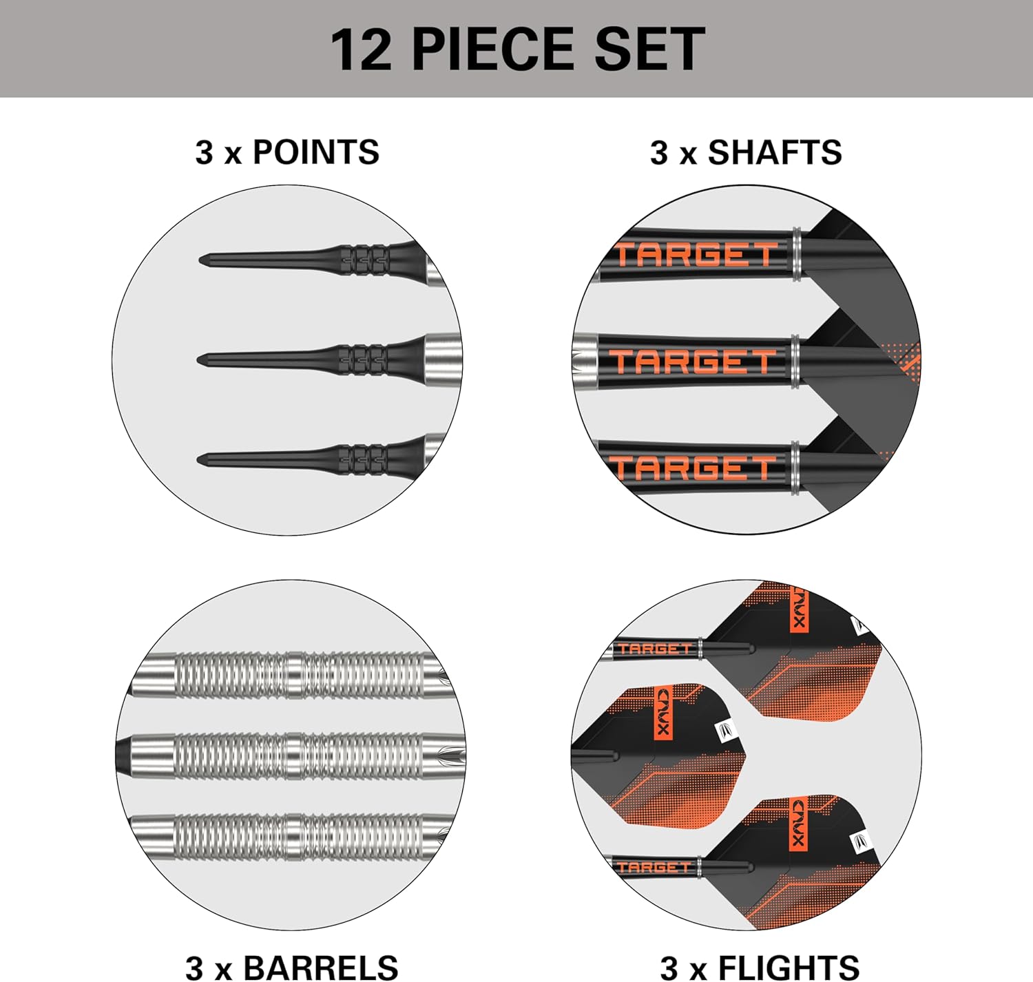 Target Darts Crux 11 – Juego de dardos de punta suave (90 % tungsteno)