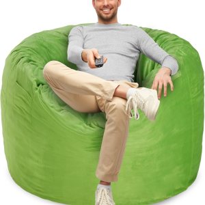 Homguava Bean Bag Chair 3′ Bean Bags con relleno de espuma viscoelástica, sillas de puf grandes, sofá suave con funda de terciopelo holandés-36 × 36 Homguava Bean Bag Chair 3′ Bean Bags con relleno de espuma viscoelástica, sillas de puf grandes, sofá suave con funda de terciopelo holandés-36 × 36
