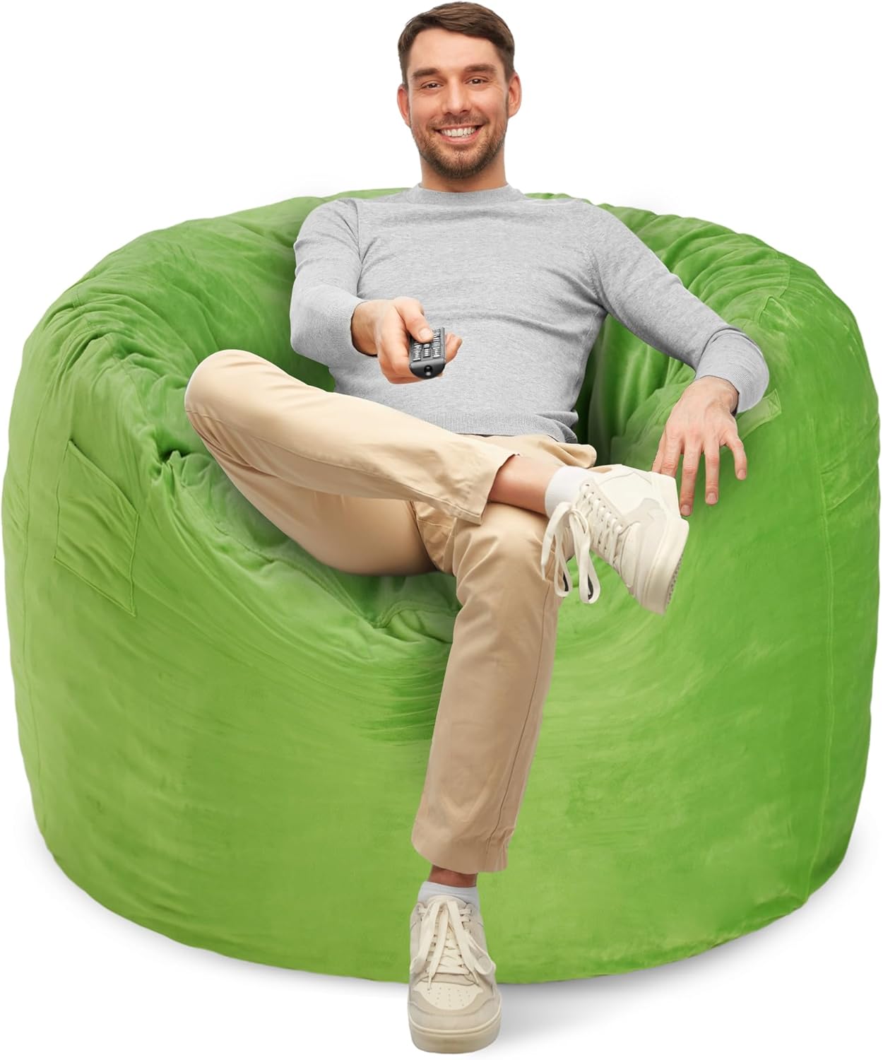 Homguava Bean Bag Chair 3′ Bean Bags con relleno de espuma viscoelástica, sillas de puf grandes, sofá suave con funda de terciopelo holandés-36 × 36