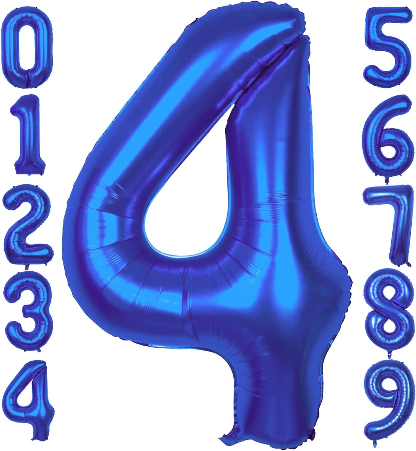 Globo azul grande del número 4, globo azul de 4 cumpleaños de 40 pulgadas, decoraciones de cumpleaños de 4 años, globos del número 4 para globos de