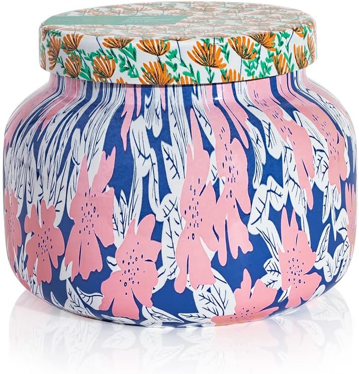 Capri Blue Volcano Candle – Vela en tarro de cristal Signature Pattern Play, vela de soja de aromaterapia de lujo, vela perfumada a cítricos