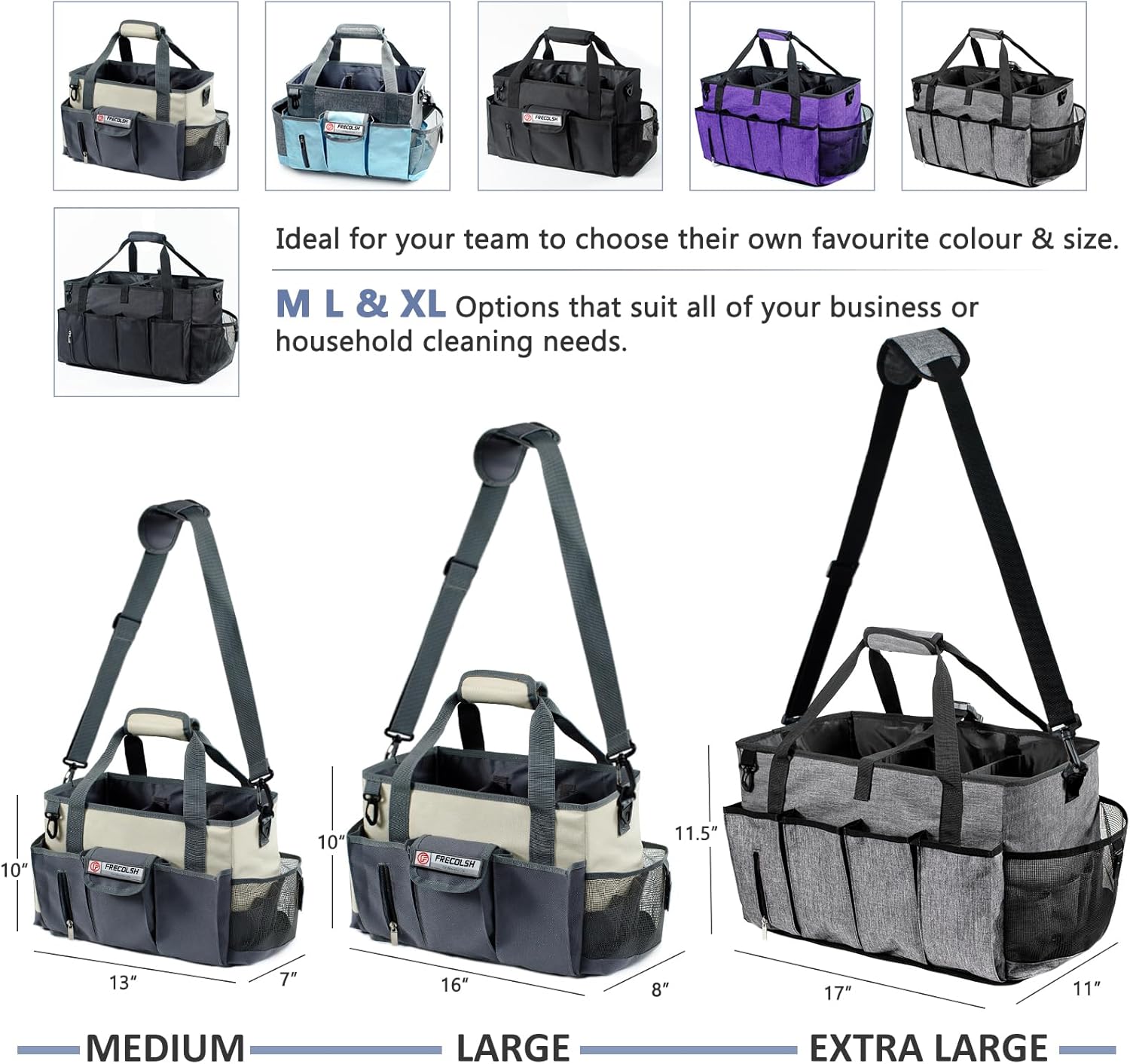 Organizador grande de limpieza para proveedores de limpieza, organizador profesional de limpieza de 15 pulgadas con asa, bolsa de limpieza portátil,